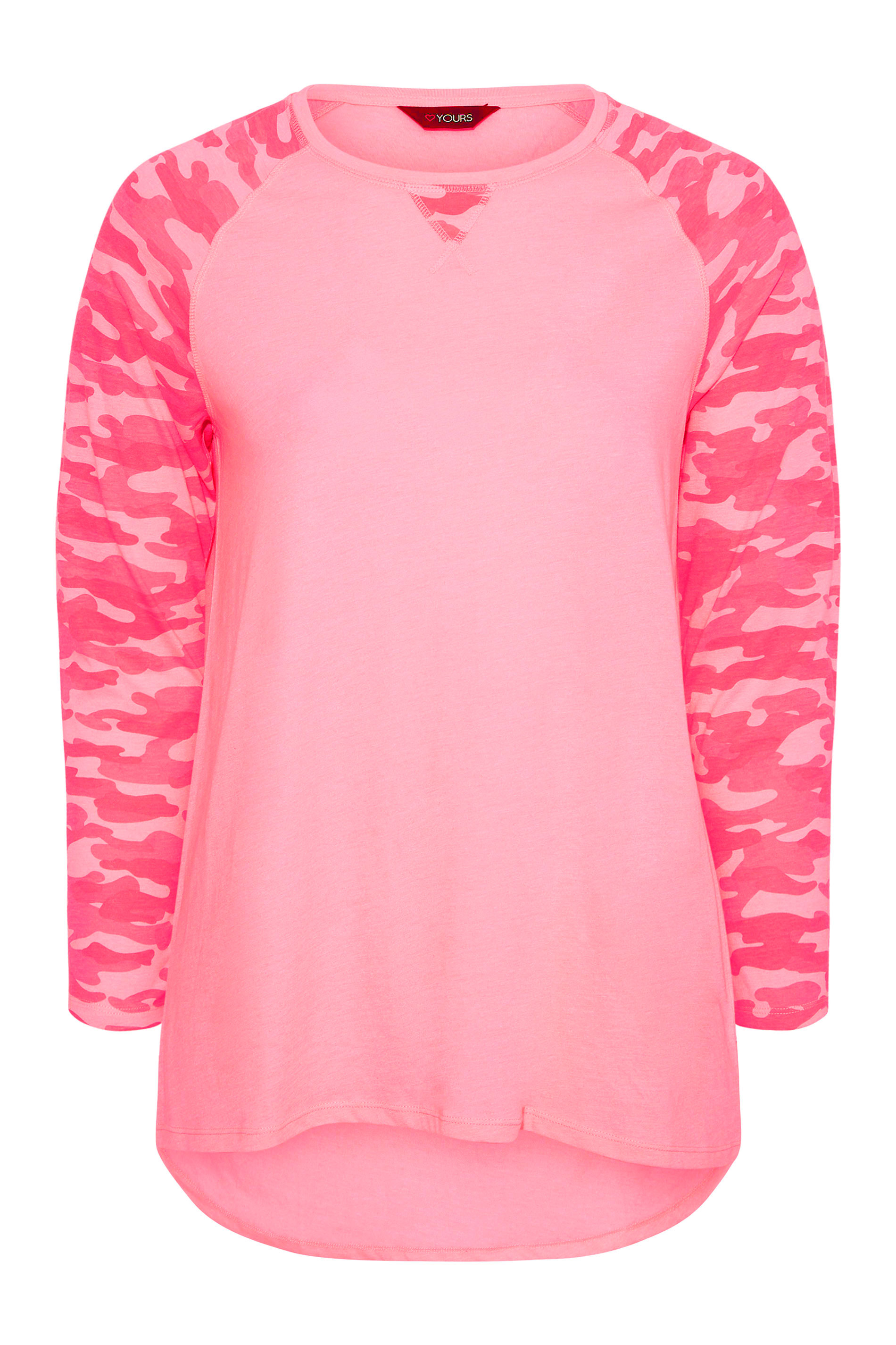 Grande taille  Tops Grande taille  T-Shirts | T-Shirt Rose Manches Longues Design Militaire - BL59185
