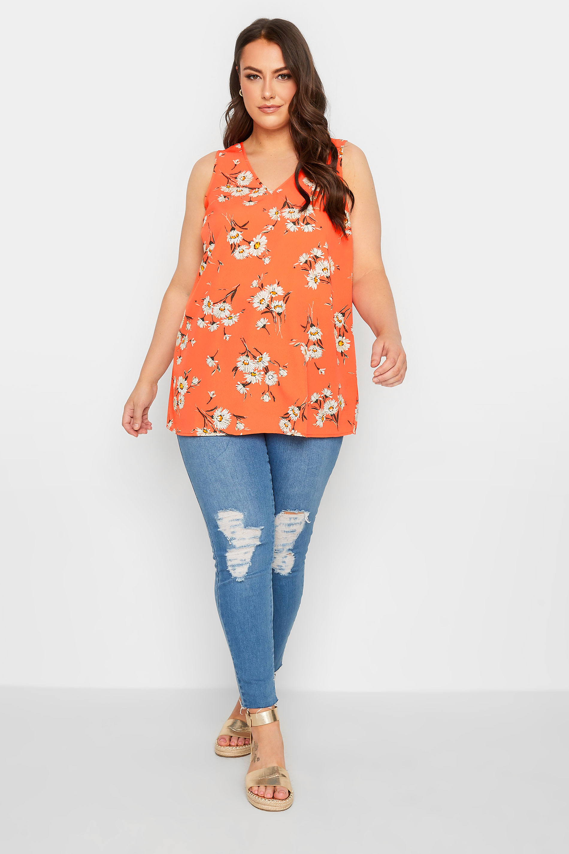 YOURS Curve Plus Size Red Floral Vest Top | Yours Clothing  2
