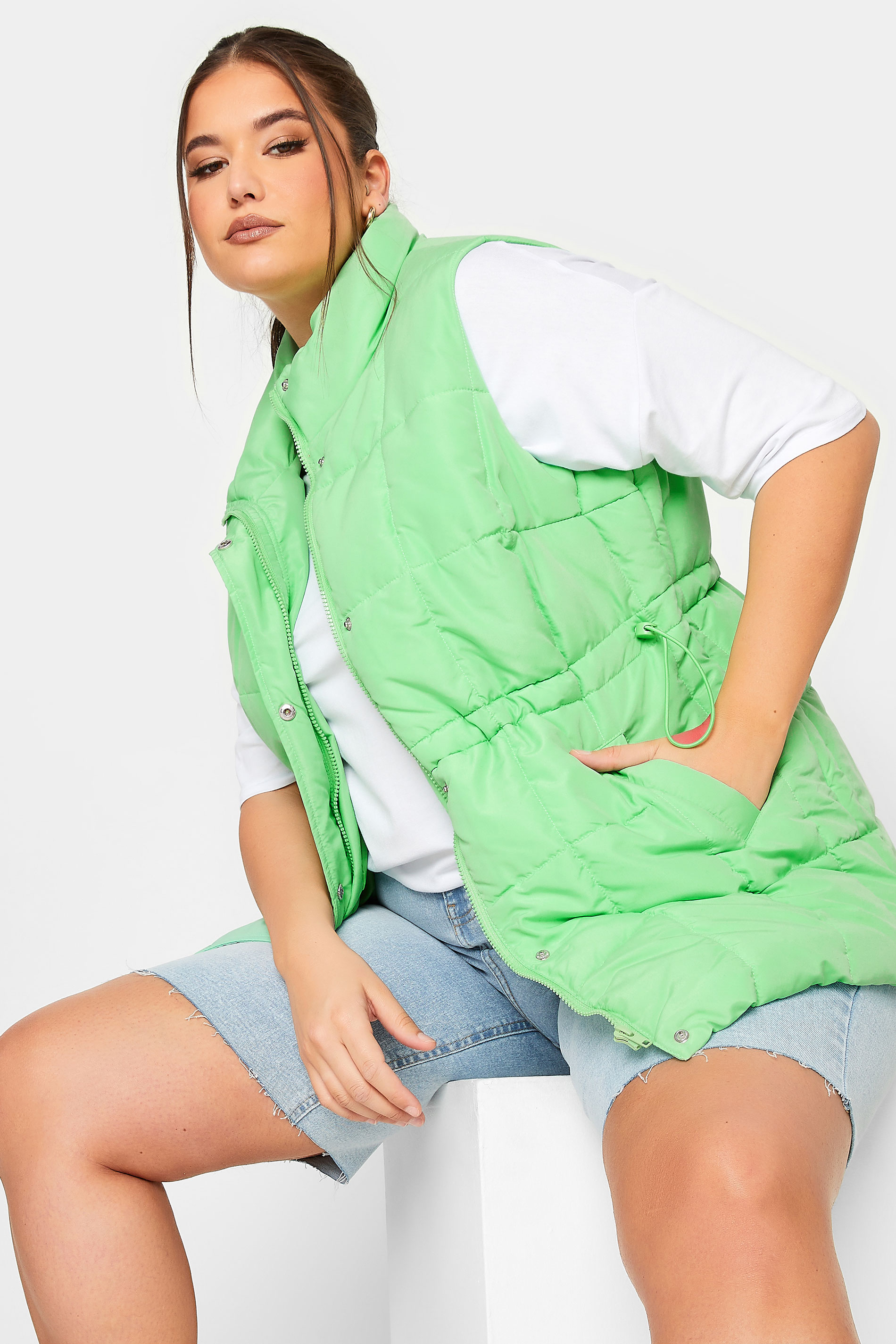 YOURS Plus Size Green Quilted Lightweight Gilet | Yours Clothing 1