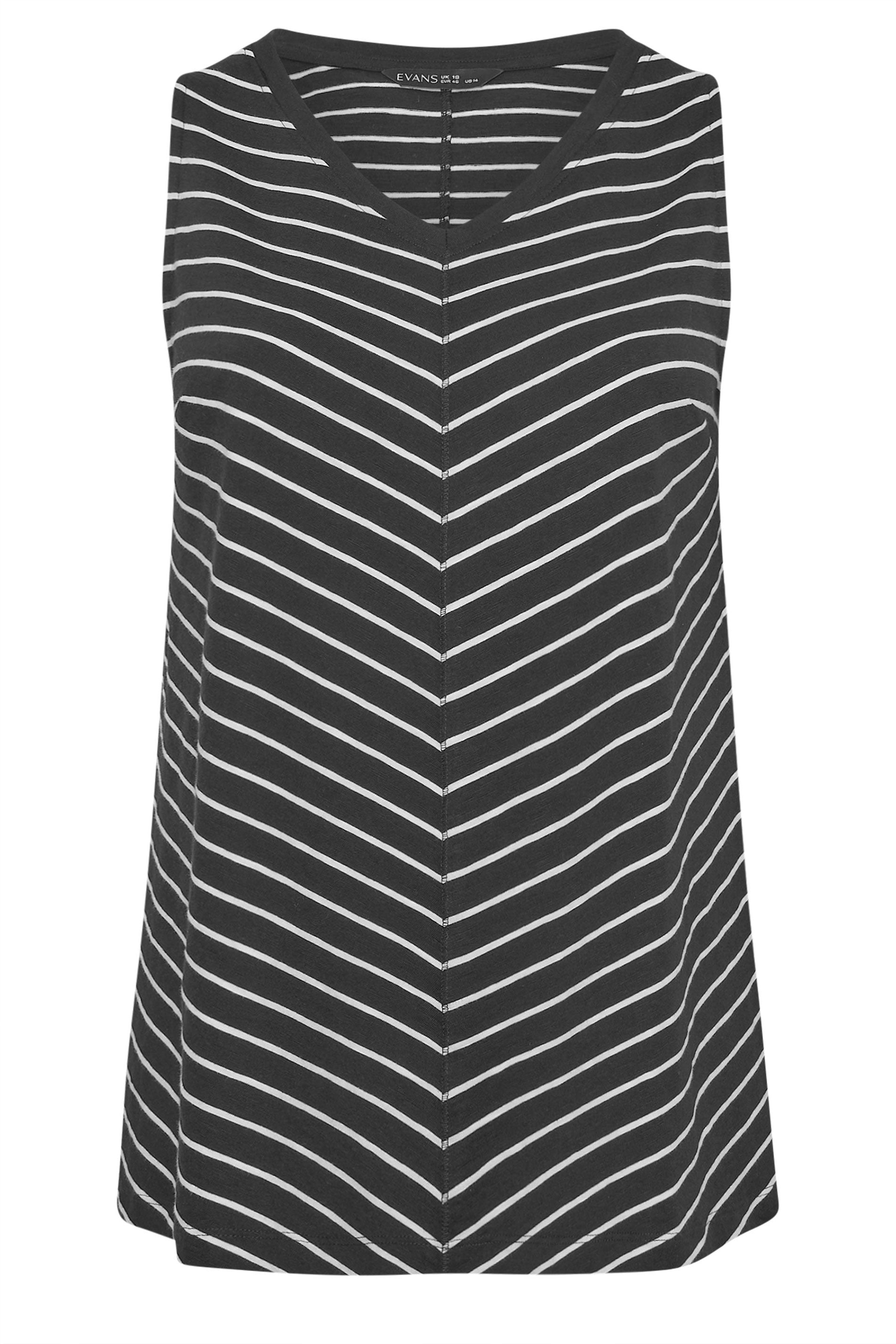 EVANS Plus Size 2 Pack Blue & Black Cotton Vest Tops 8
