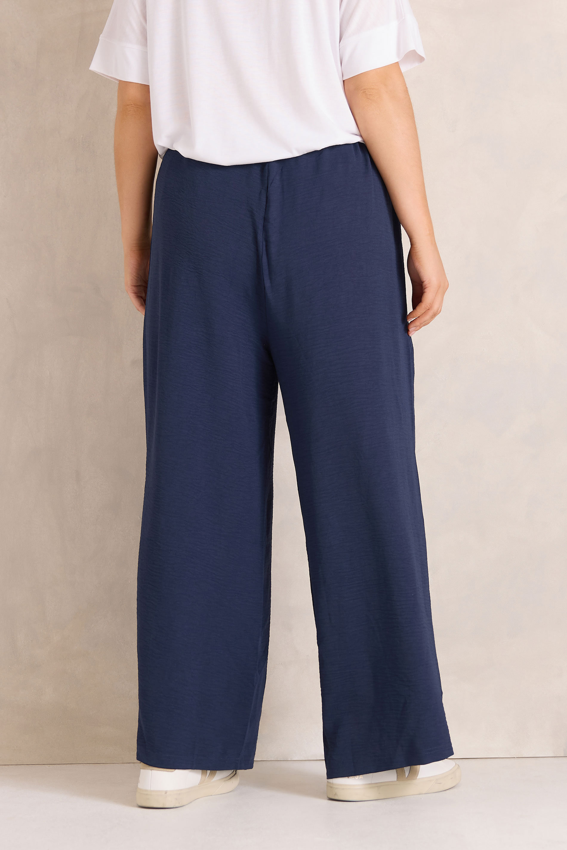 EVANS Plus Size 2 Pack Black & Navy Wide Leg Trousers | Evans 5