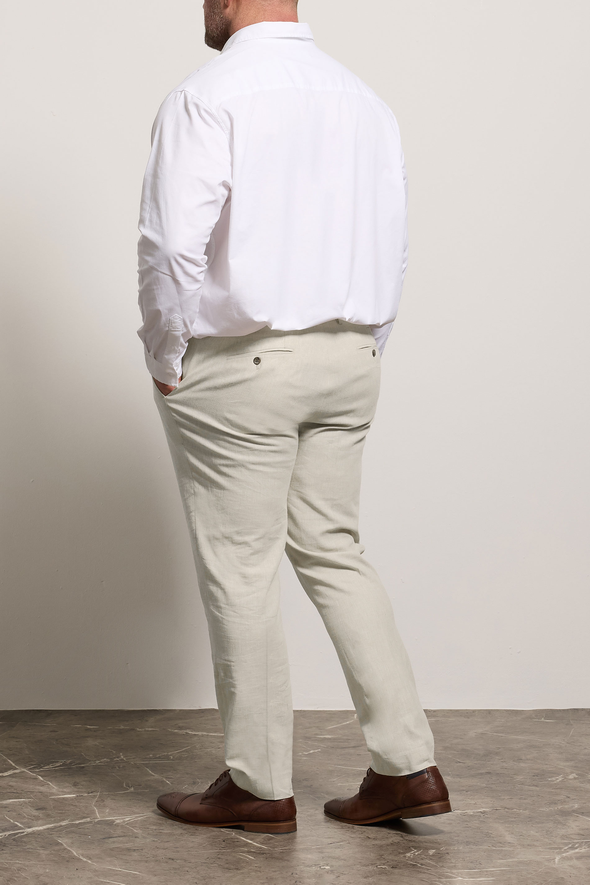 BadRhino Tailoring Big & Tall Oatmeal Brown Linen Suit Trousers | BadRhino 5