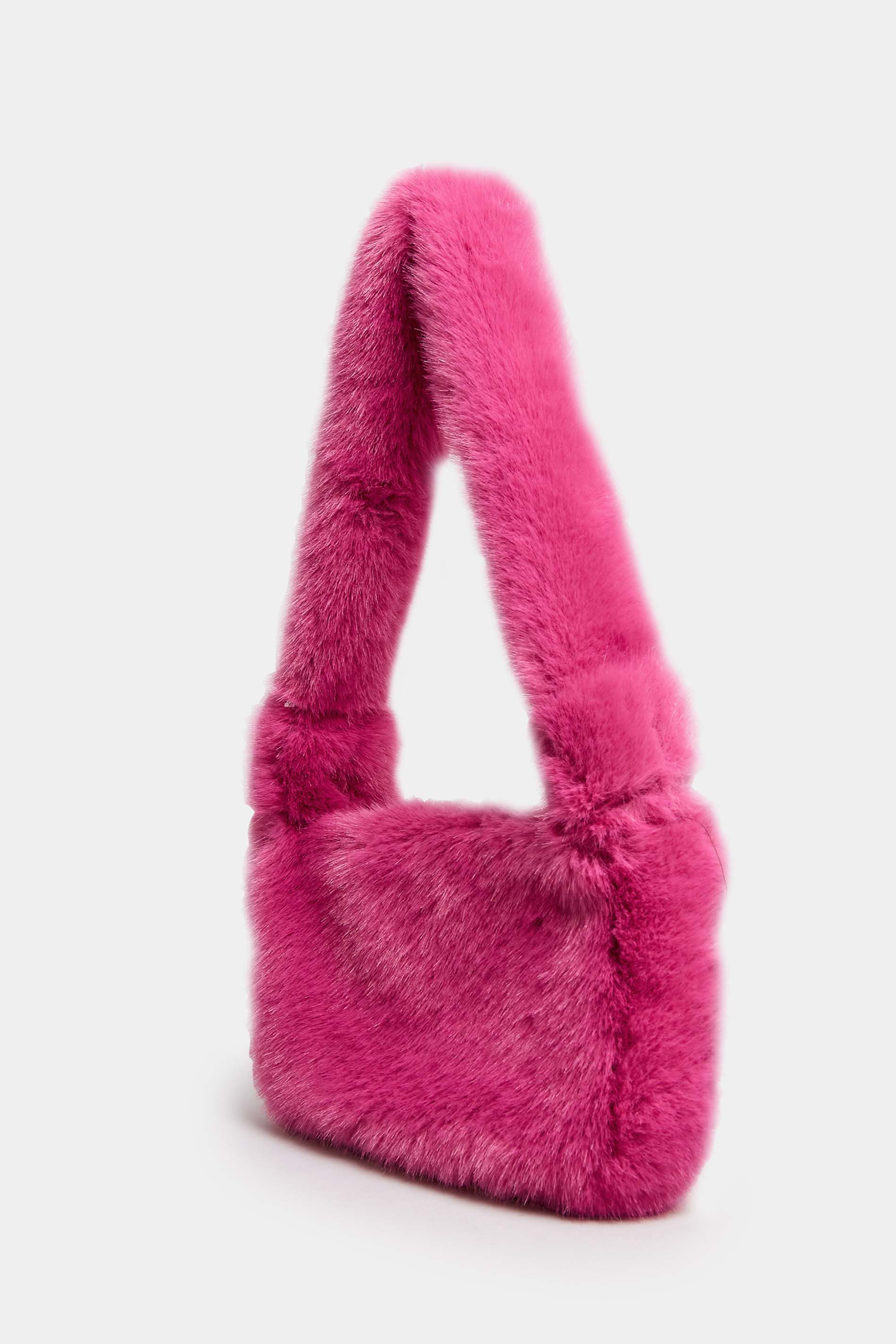 Pink Faux Fur Knot Handle Bag | Yours Clothing 2
