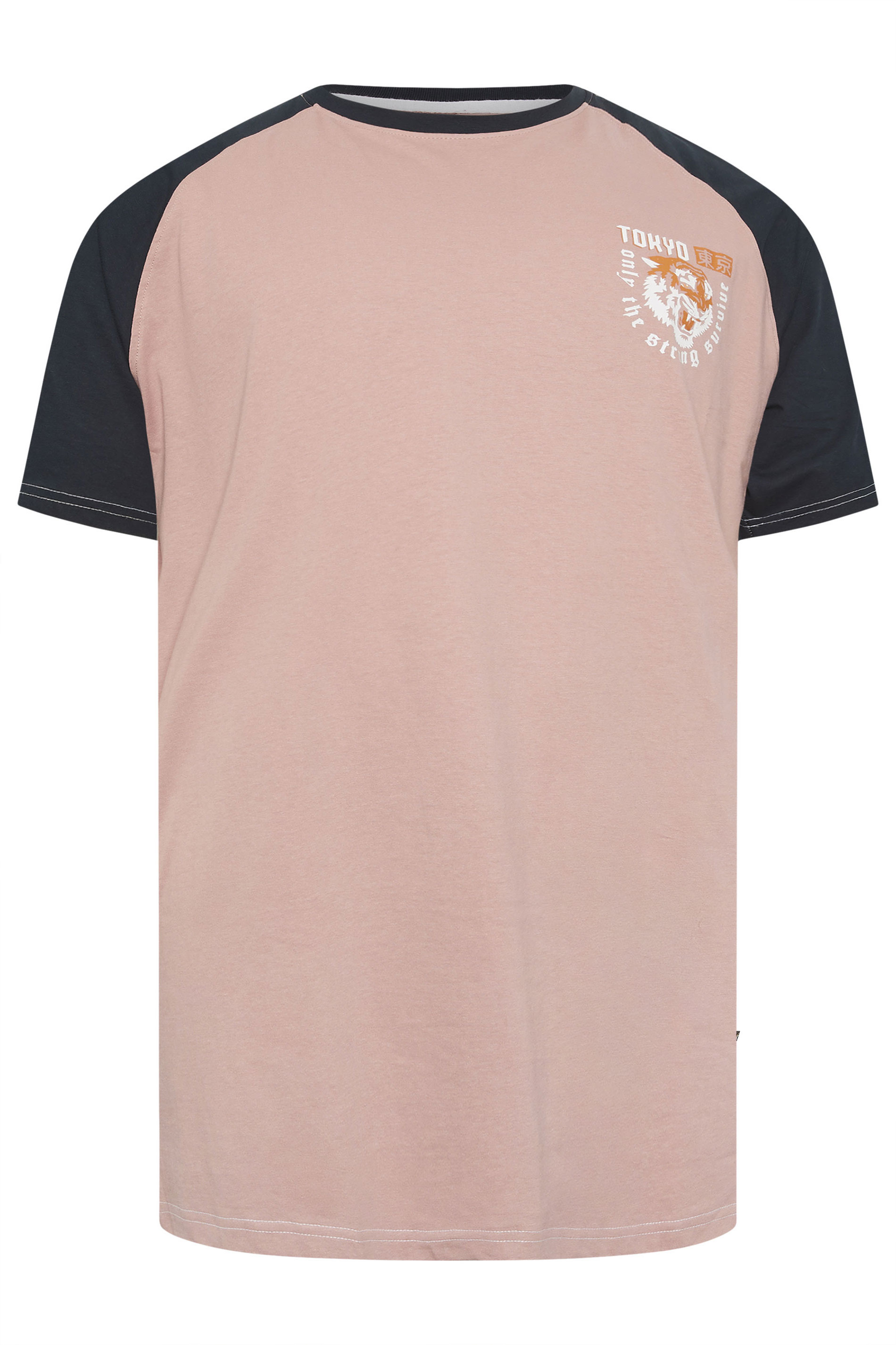 KAM Big & Tall Pink Raglan T-Shirt | BadRhino 2