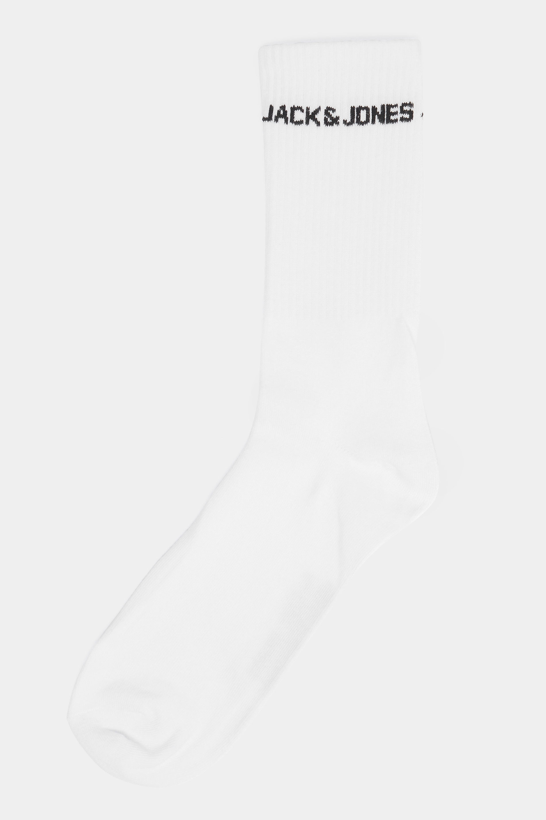 JACK & JONES Big & Tall 5 PACK White Logo Tennis Socks | BadRhino 2