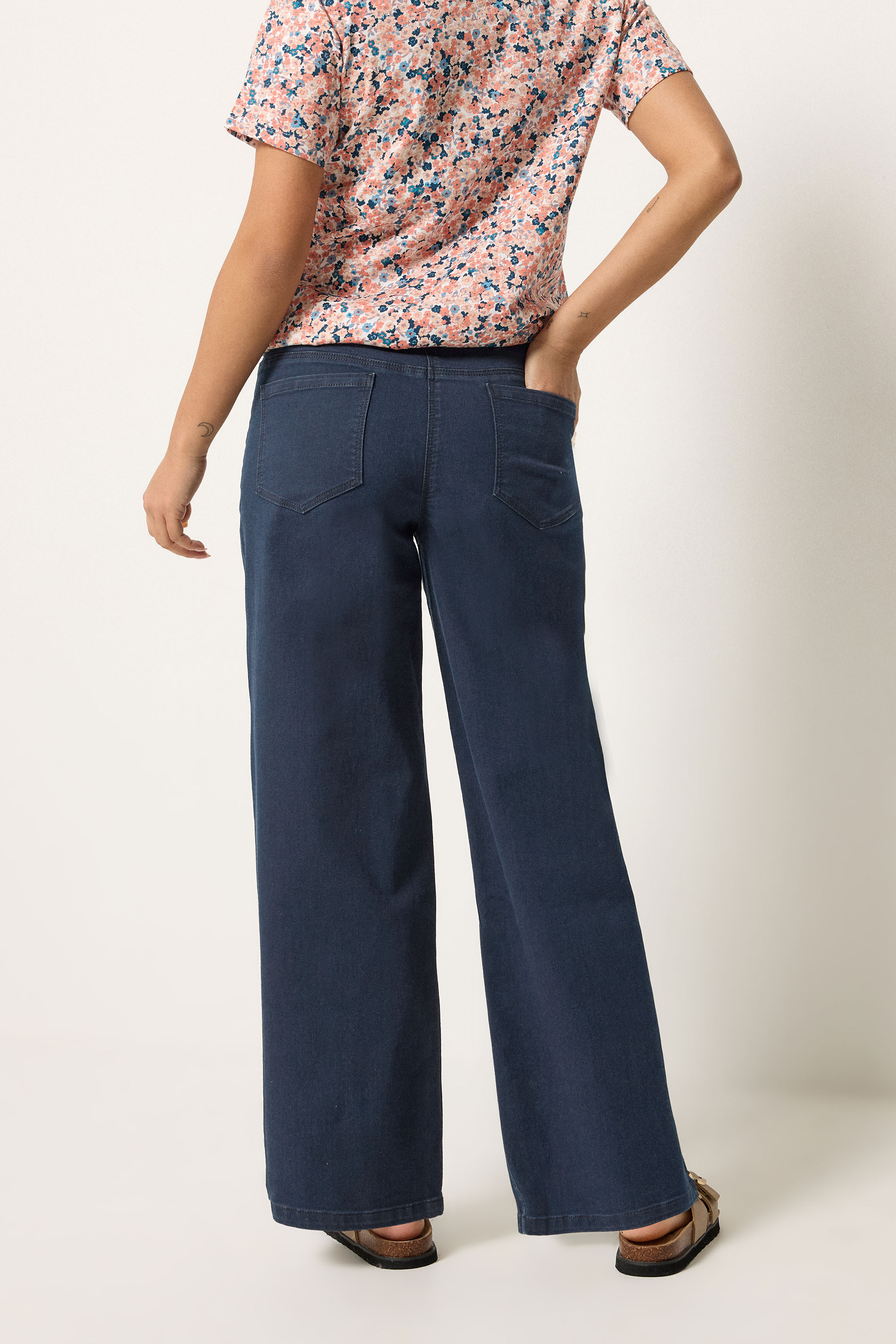 M&Co Petite Indigo Blue Wide Leg Jeggings | M&Co 2
