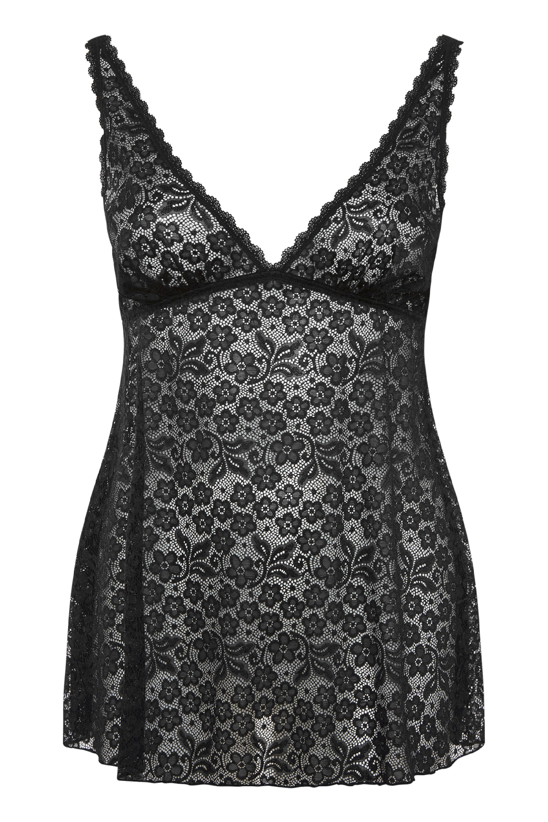 Plus Size Black Boudoir Lace Babydoll | Yours Clothing