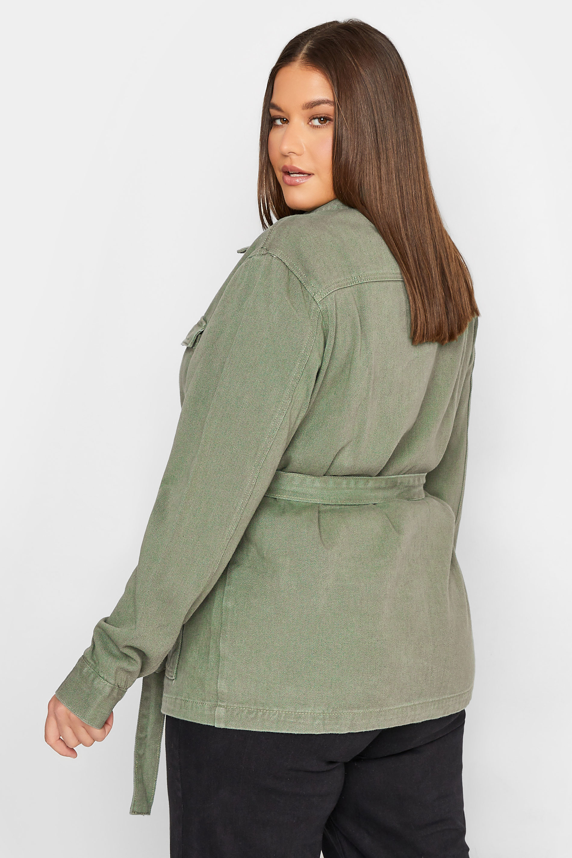 Tall Women's LTS Khaki Green Belted Twill Jacket | Long Tall Sally  3