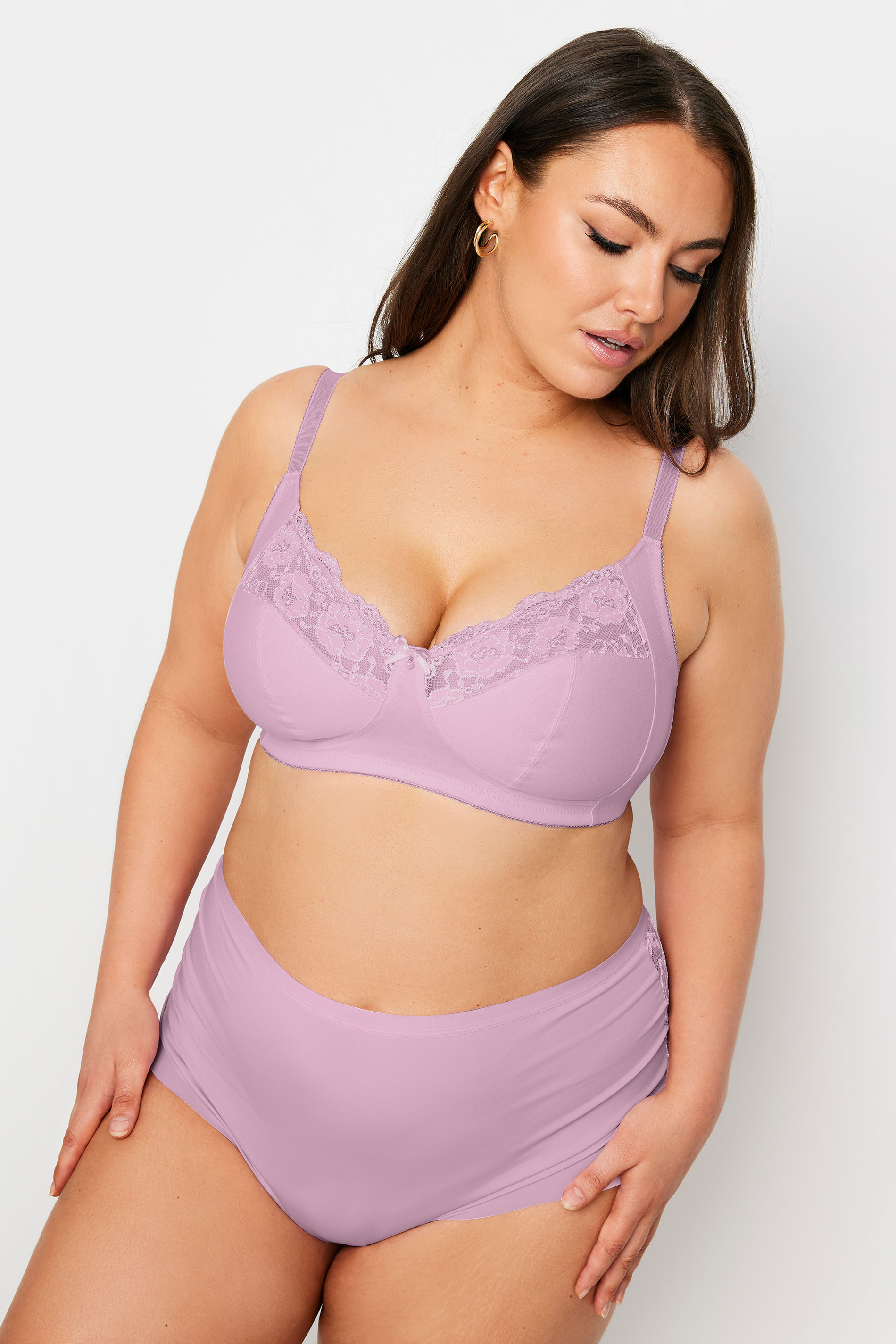 YOURS Plus Size 2 PACK Pink & White Non-Padded Non-Wired Bras | Yours Clothing 3