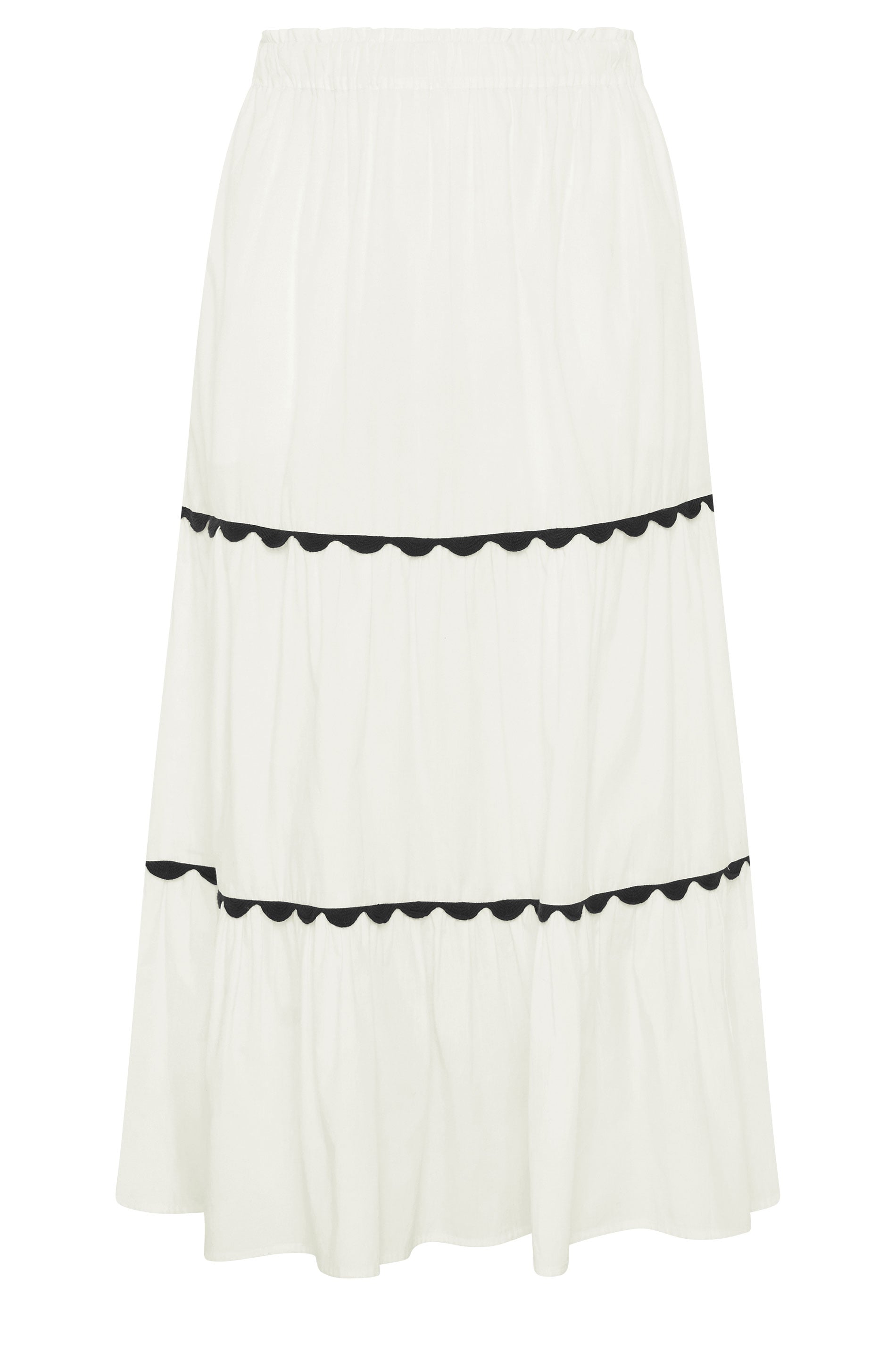YOURS Plus Size White Scallop Trim Maxi Skirt | Yours Clothing 5