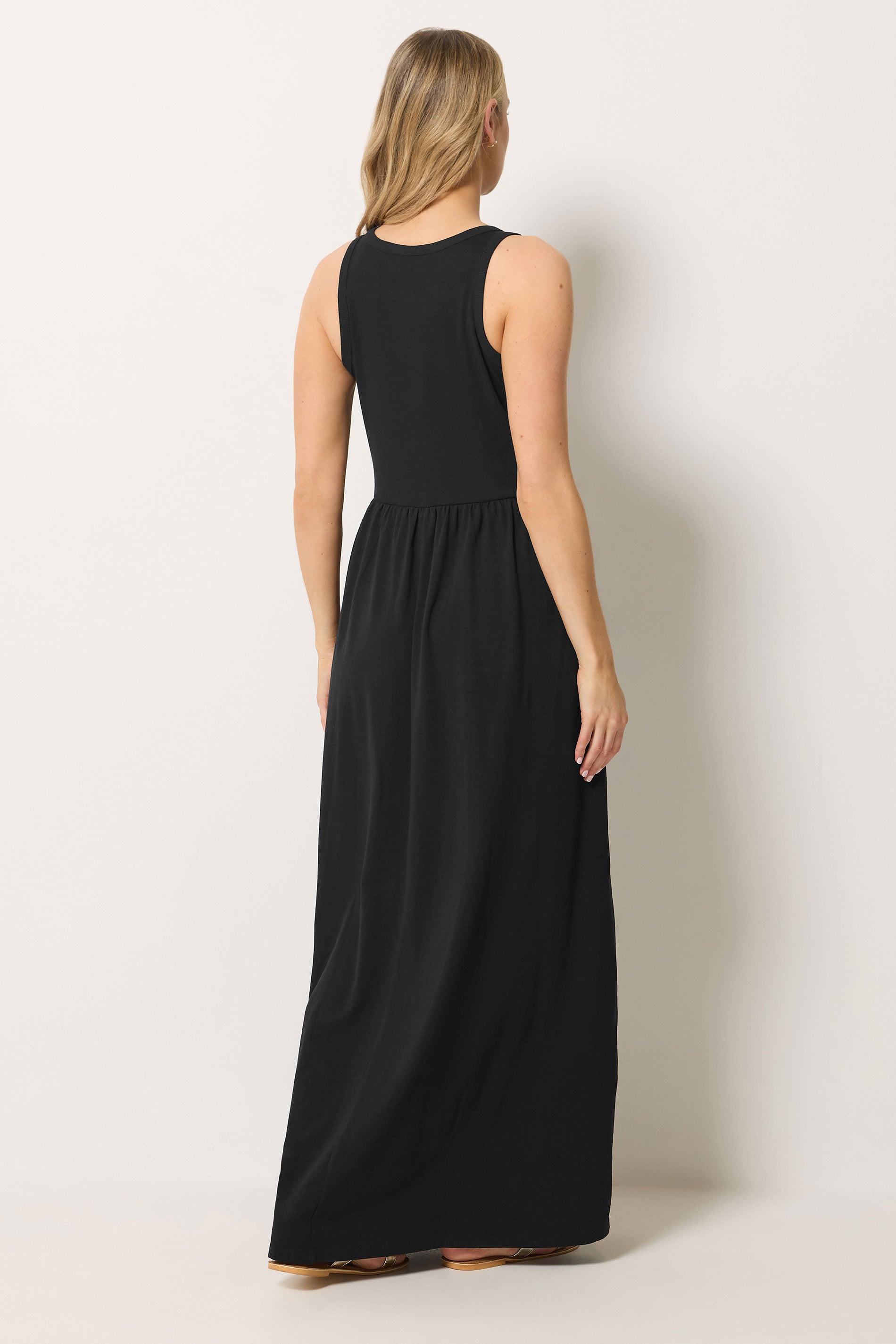 LTS Tall Women's Black Button Detail Cotton Maxi Dress | Long Tall Sally 4
