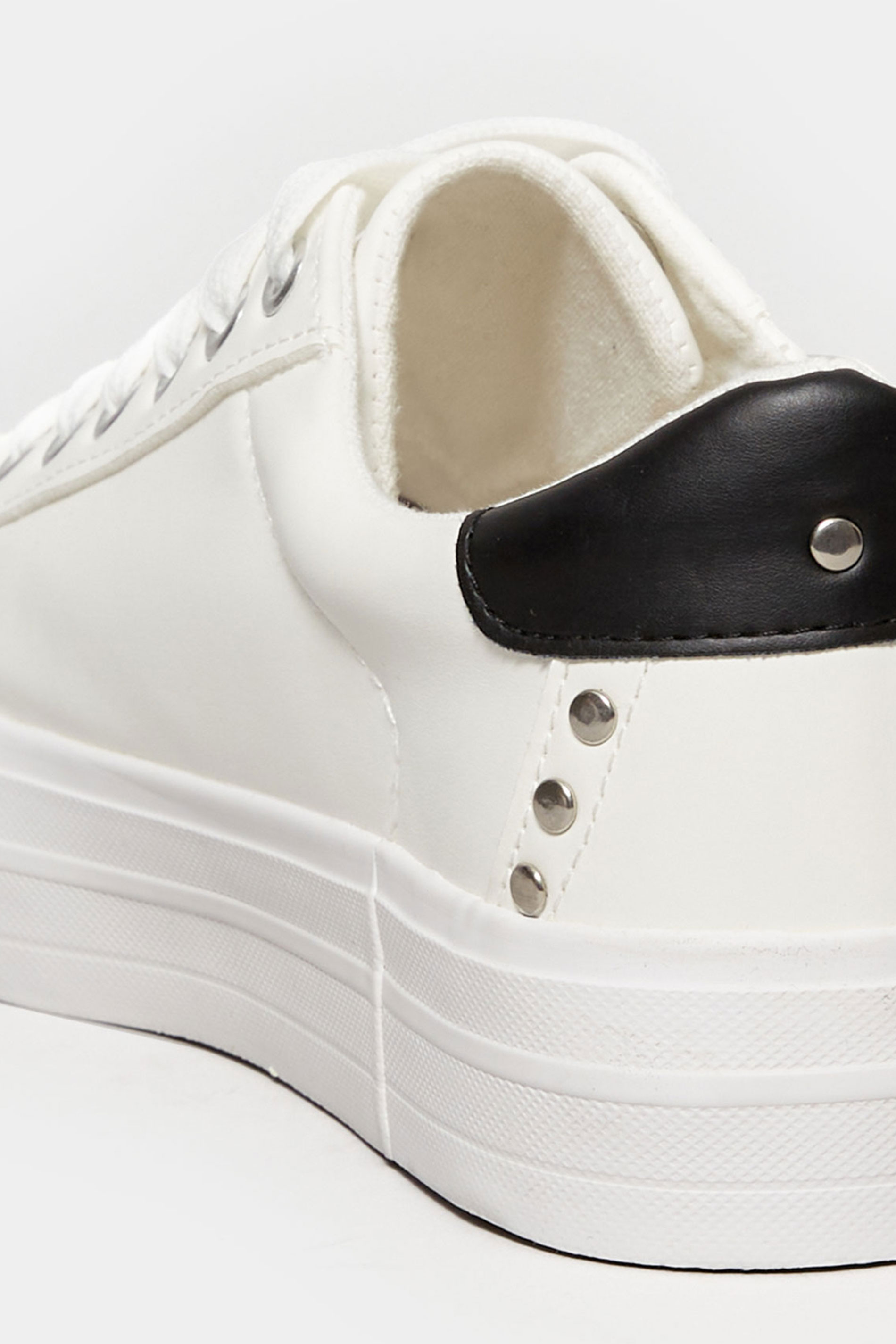 White Studded Detail Trainers In Wide E Fit | Yours Clothing