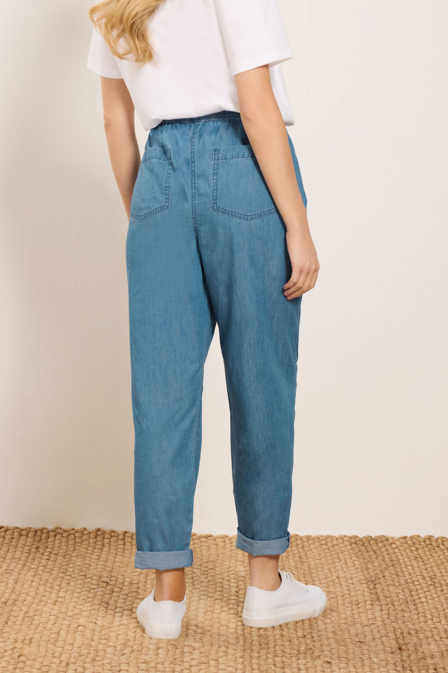 M&Co Blue Midwash Lightweight Cotton Denim Joggers | M&Co 2