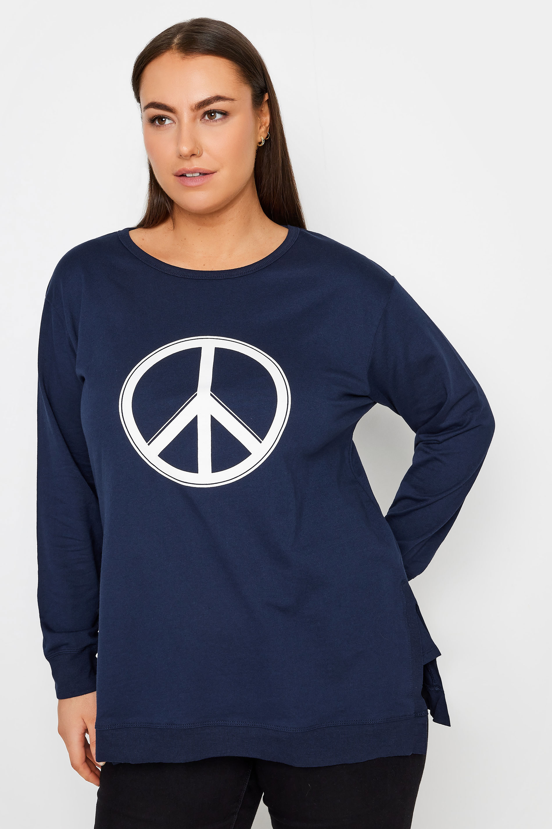 Evans Navy Peace Out Sweat Top 1