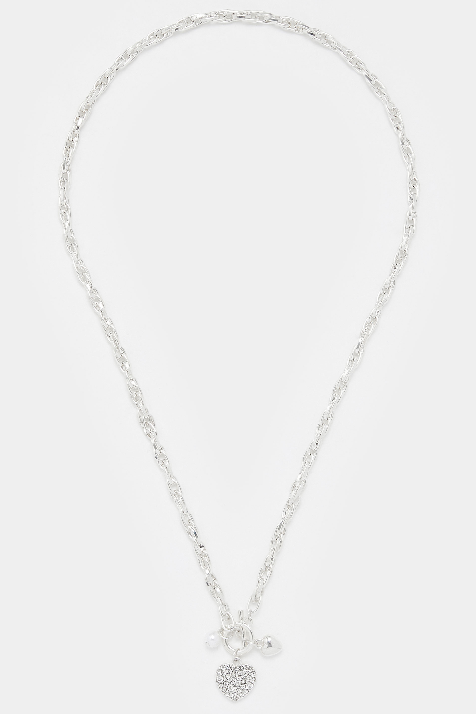Silver Tone Chain Heart Pendant Necklace | Yours Clothing 3