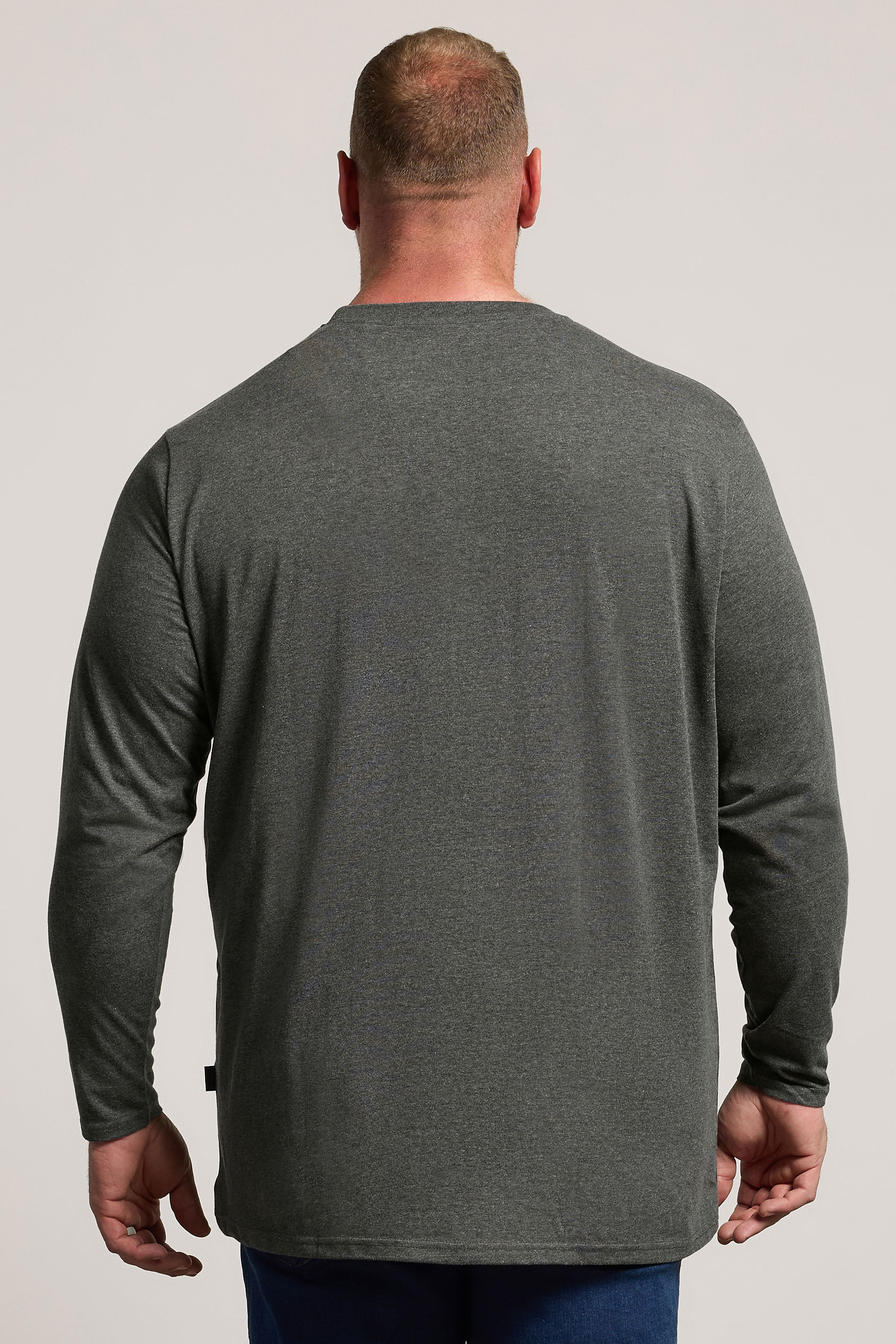 BadRhino Big & Tall Charcoal Grey Extra Long Long Sleeve T-Shirt | BadRhino 2