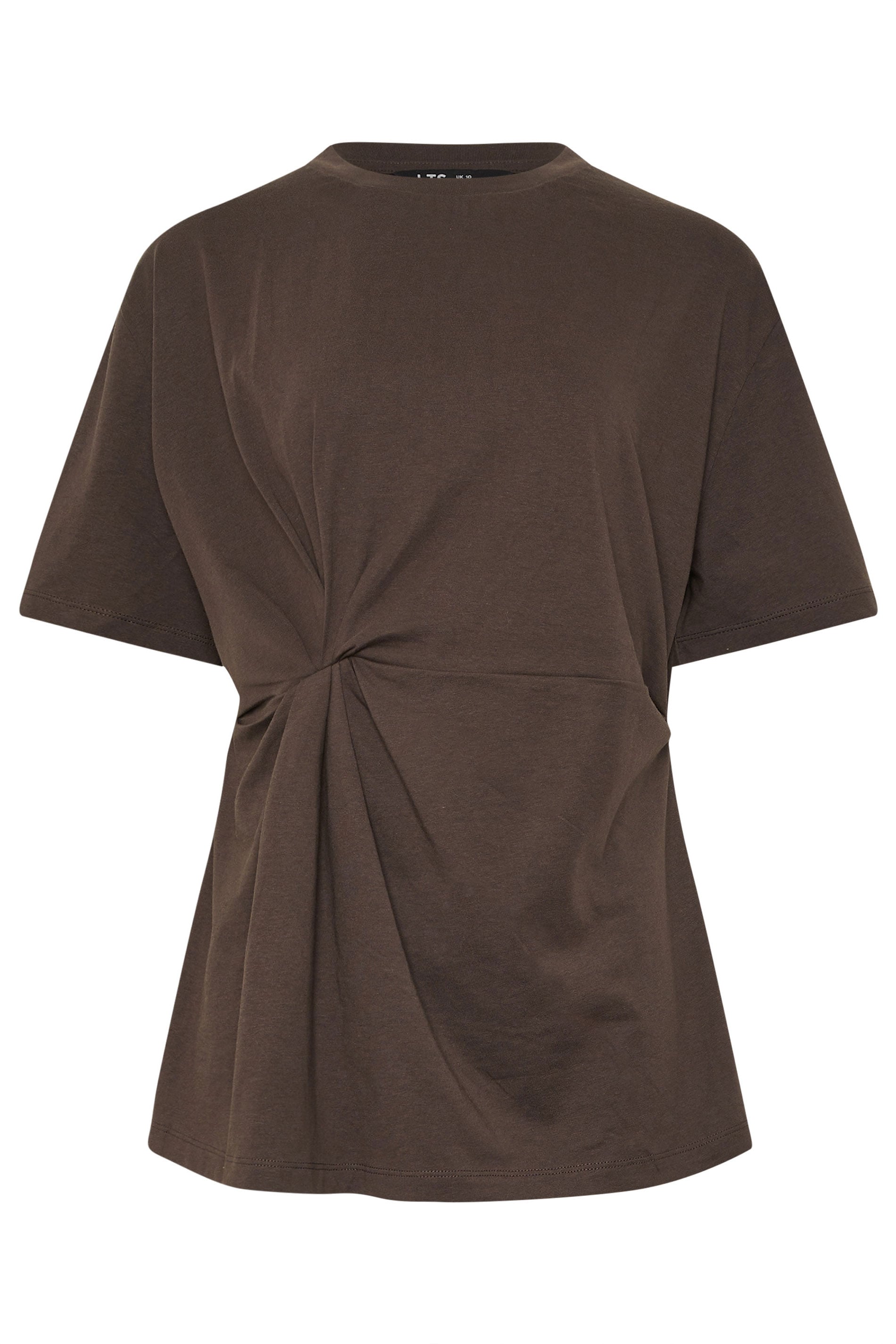 LTS Tall Women's Chocolate Brown Twist Front Cotton T-Shirt | Long Tall Sally 5