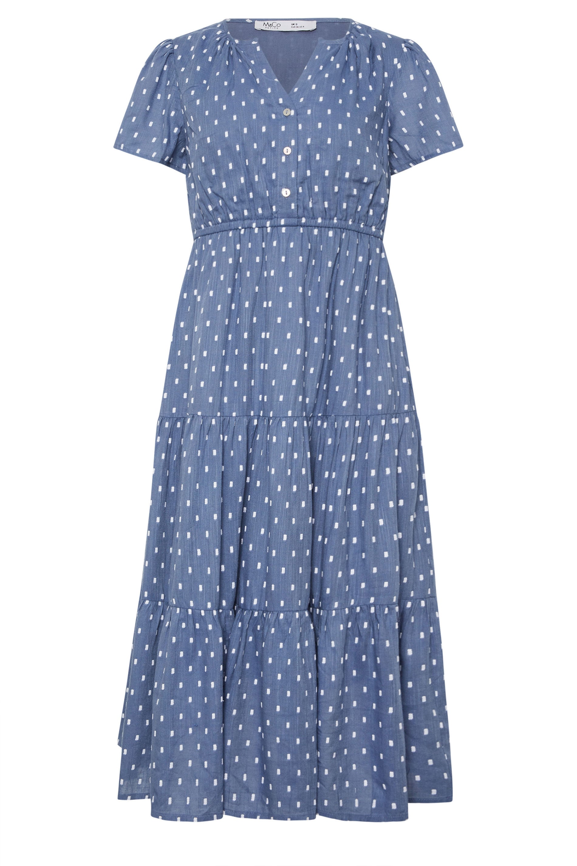 M&Co Petite Blue Dobby Tiered Maxi Dress | M&Co 5