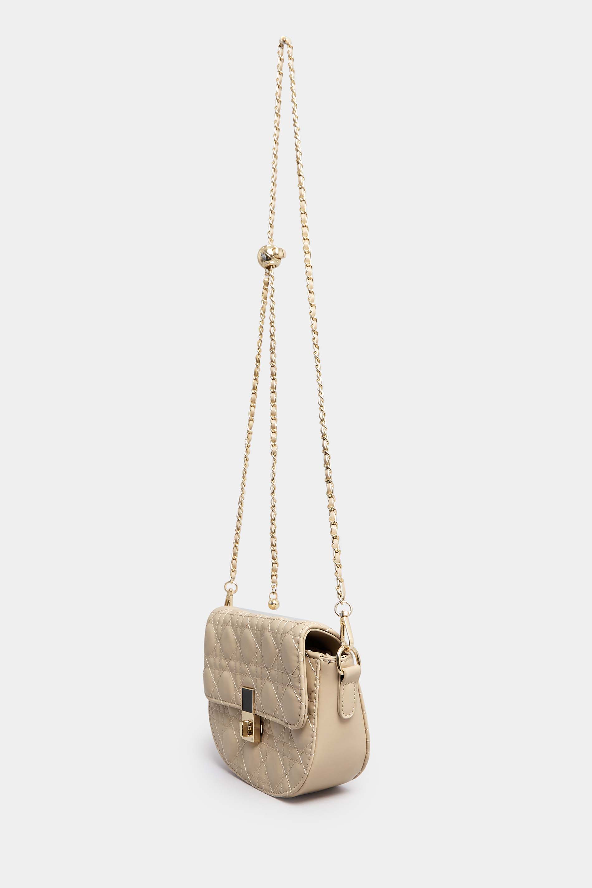 Nude Quilted Chain Shoulder Bag | Yours Clothing 2