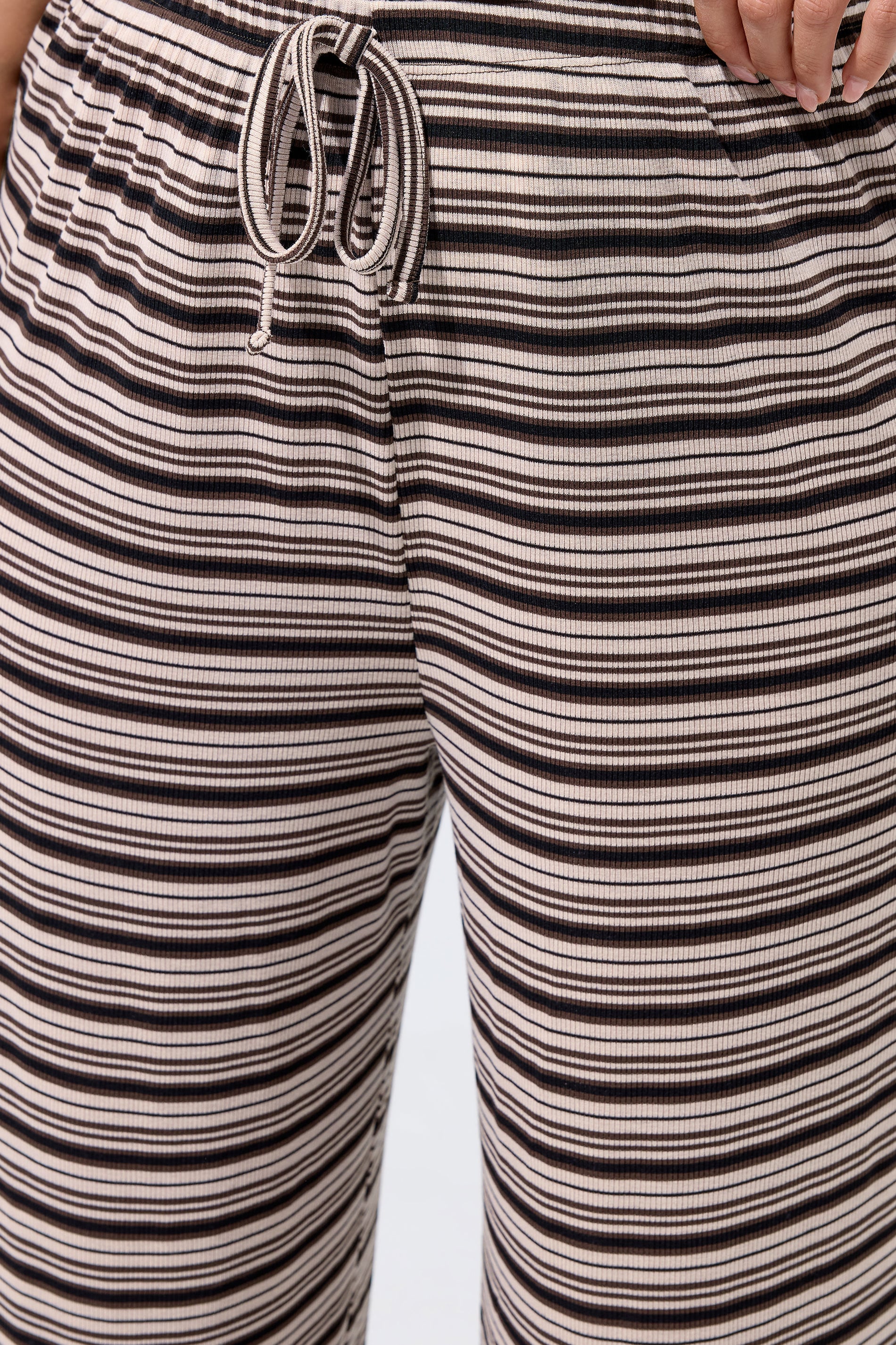 LIMITED COLLECITON Plus Size Brown Stripe Ribbed Wide Leg Trousers | Yours Clothing 4