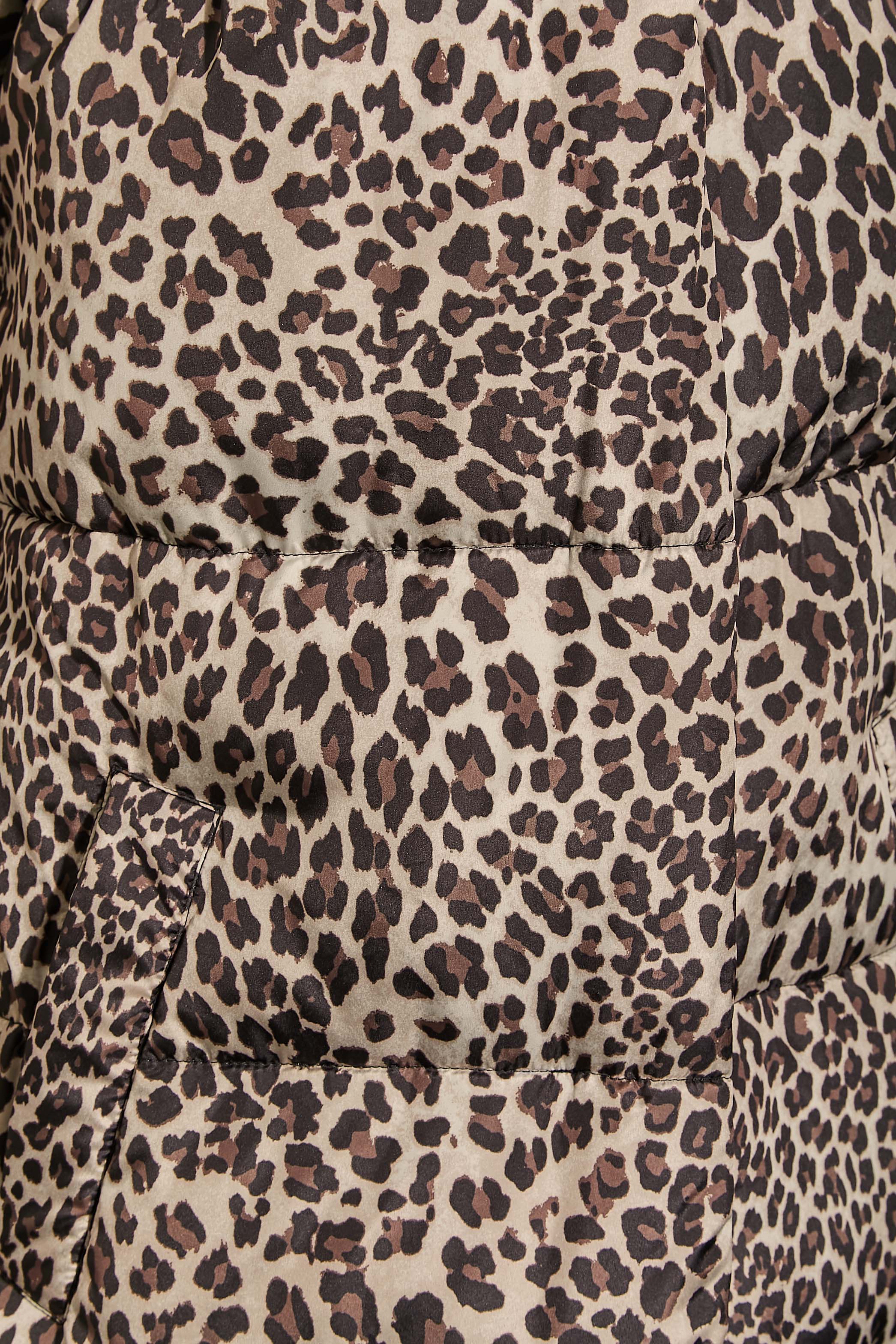 LTS Tall Womens Beige Brown Animal Print Longline Puffer Coat | Long Tall Sally 1