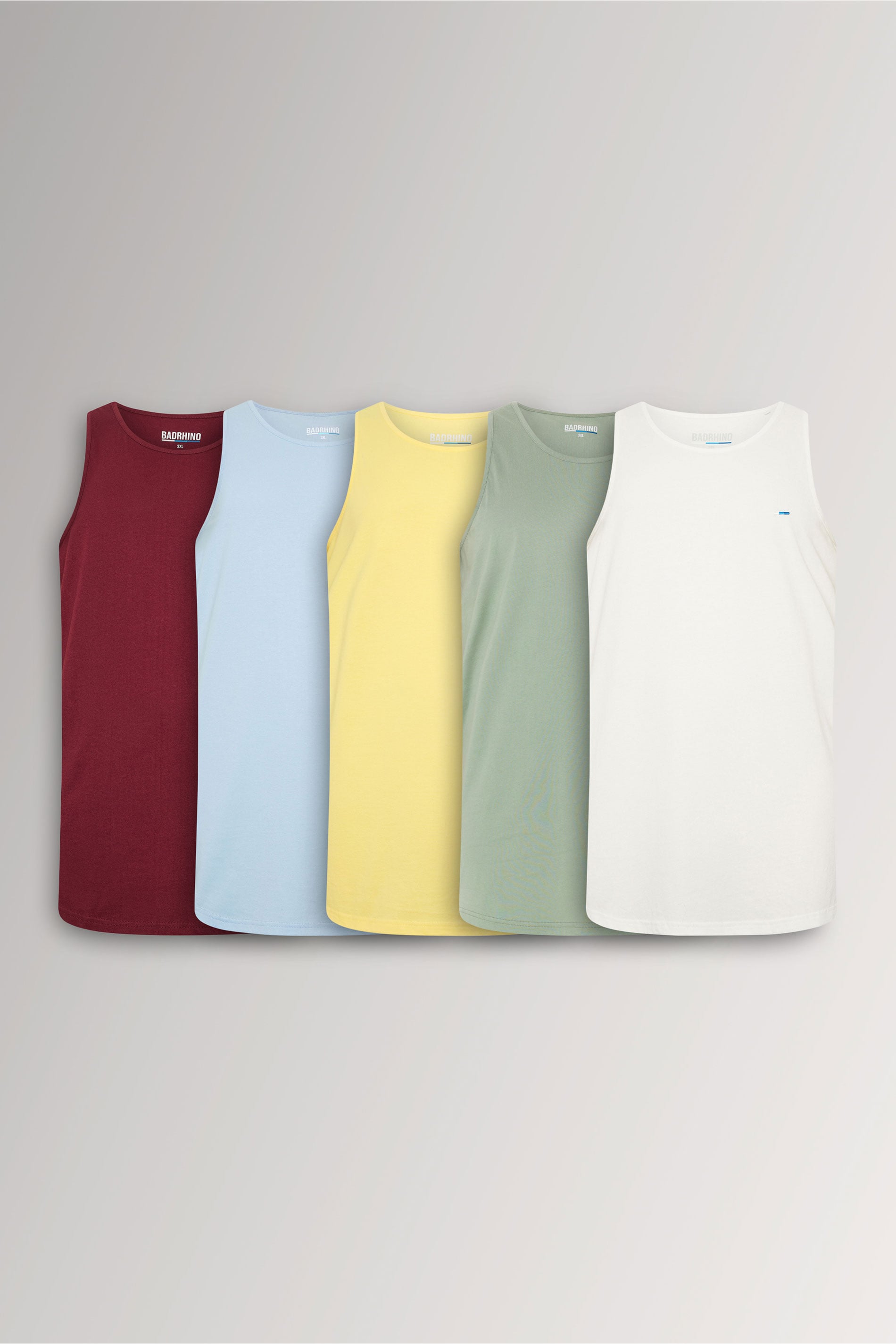 BadRhino Big & Tall White/Yellow/Blue/Red/Green 5 Pack Vest Tops | BadRhino 3
