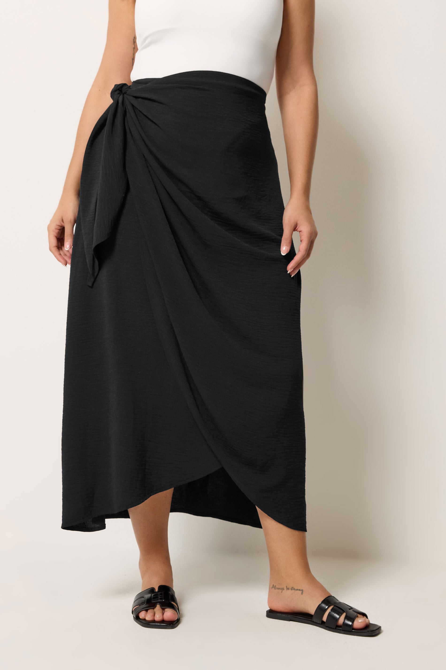 YOURS Plus Size Black Wrap Skirt | Yours Clothing 1