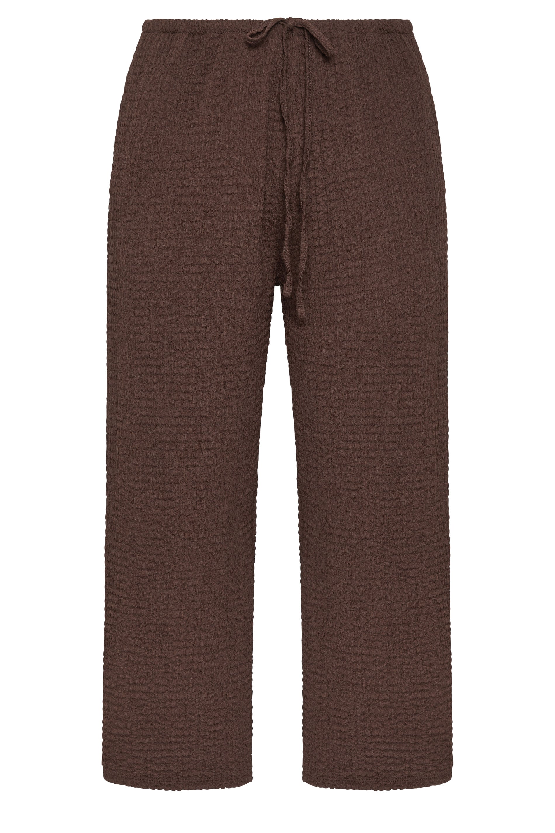 EVANS Plus Size Chocolate Brown Crinkle Wide Leg Trousers | Evans 5