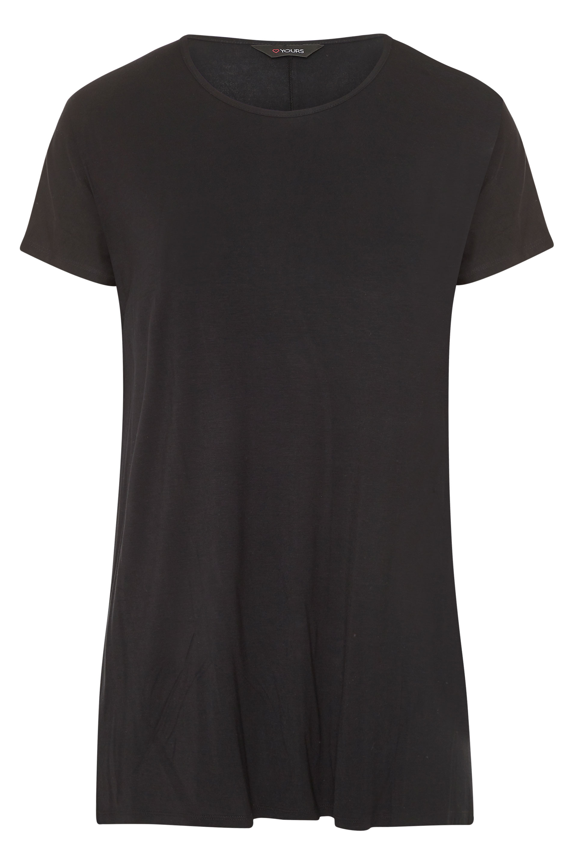 Grande taille  Tops Grande taille  T-Shirts Basiques & Débardeurs | Top Noir en Jersey Ourlet Plongeant - WP12301