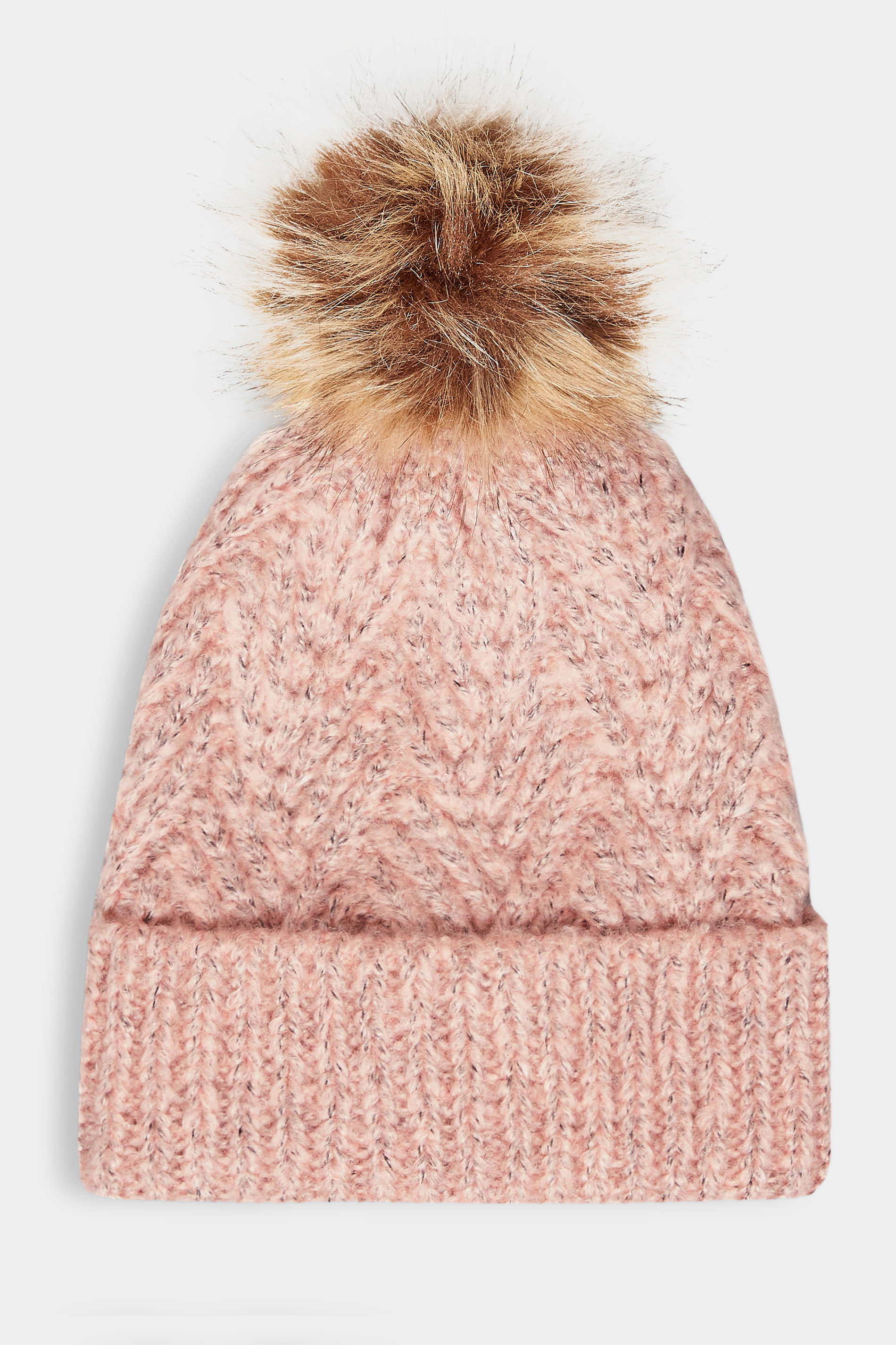 Pink Pom Pom Cable Knitted Hat | Yours 