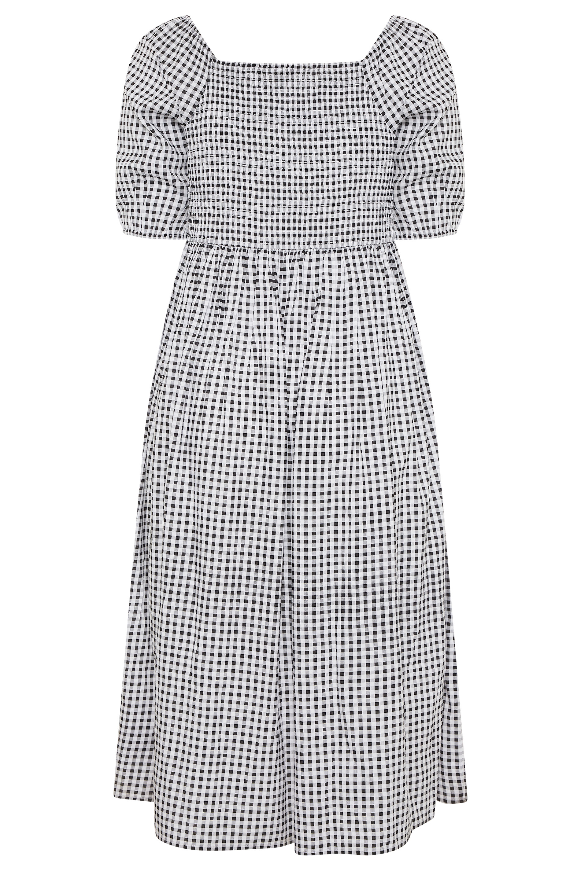 Black Gingham Shirred Midaxi Dress | Yours Clothing