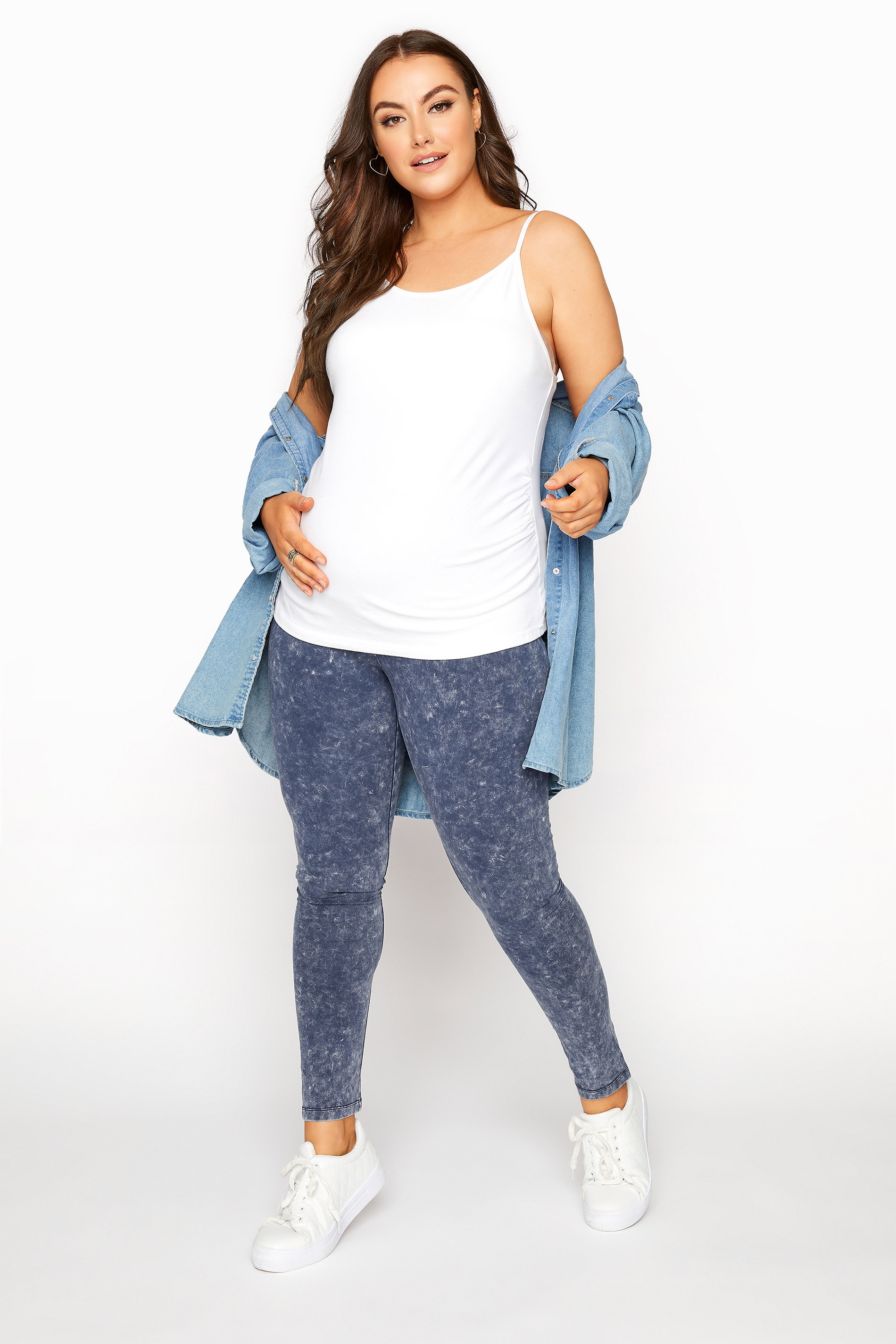 MATERNITY Navy Blue Acid Wash Leggings 
