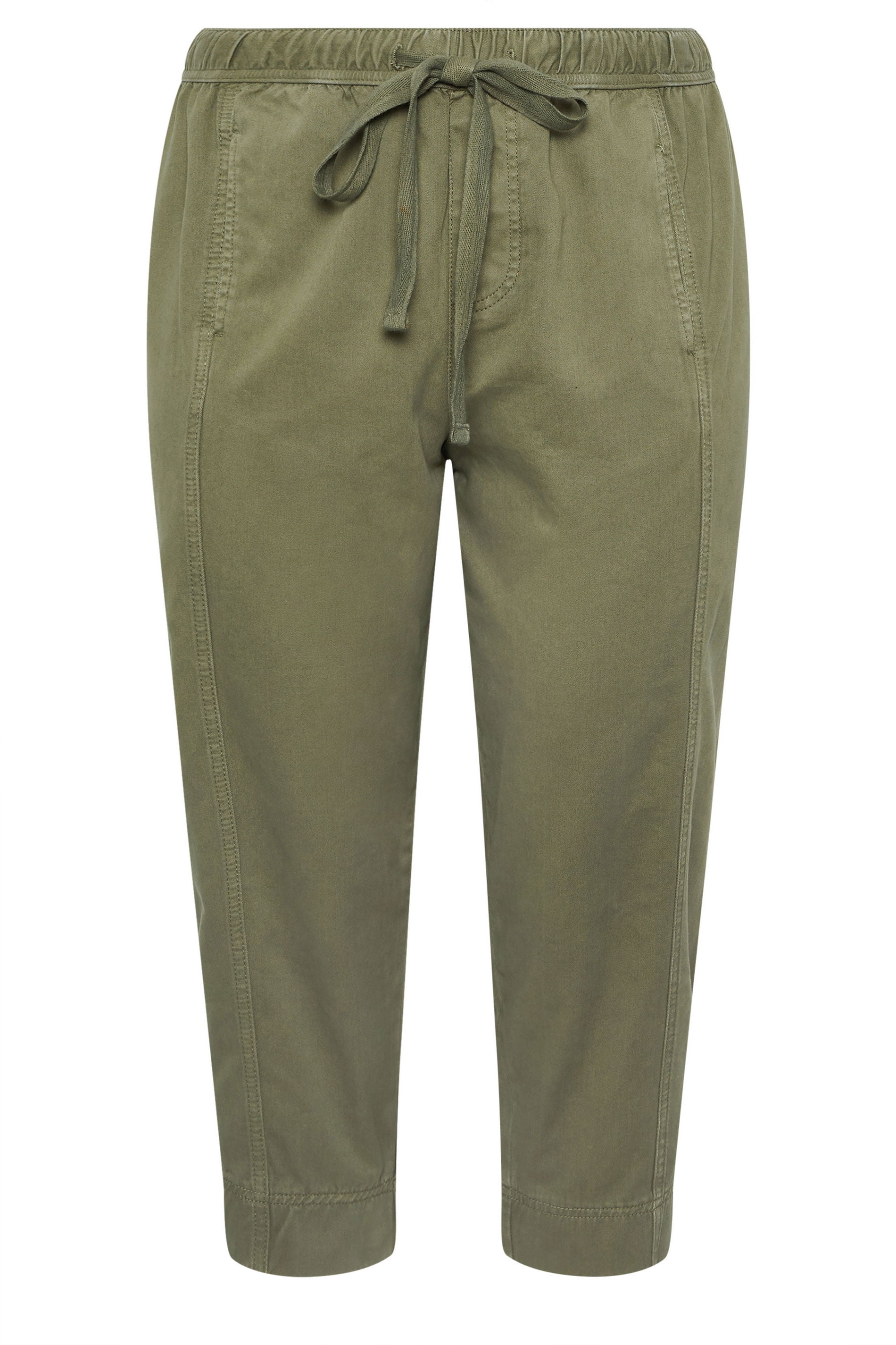 YOURS Plus Size Khaki Green Twill Barrel Leg Trousers | Yours Clothing 5