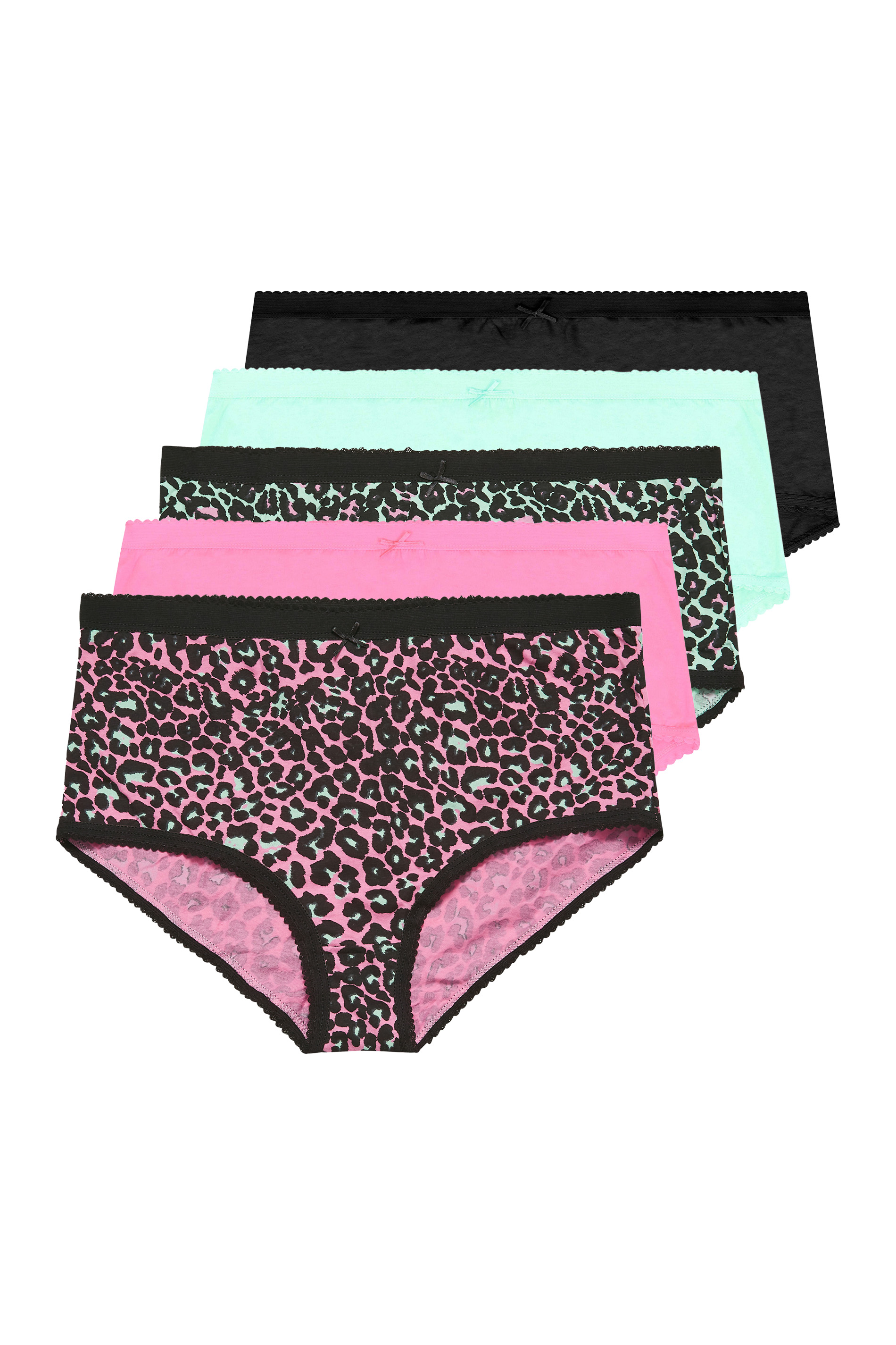 Plus Size 5 PACK Bright Pink Animal Print High Waisted Full Briefs | Yours Clothing  3
