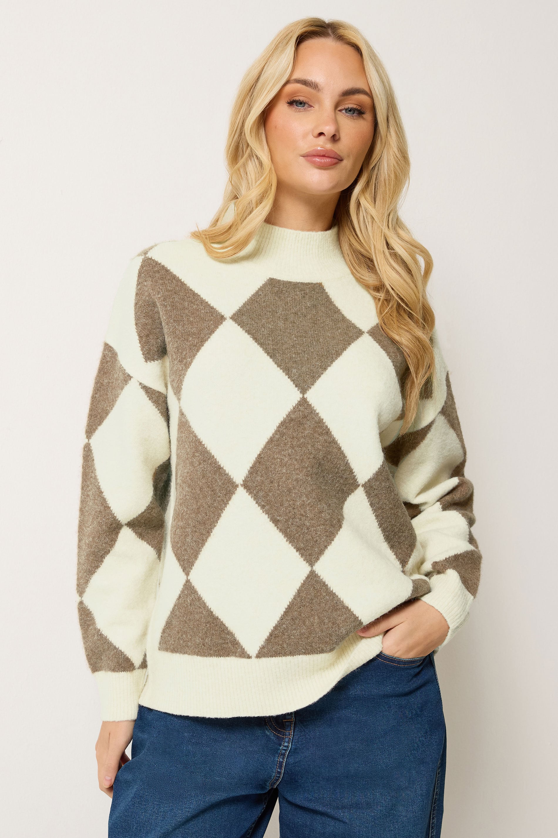 M&Co Brown Diamond Detail Jumper | M&Co 3