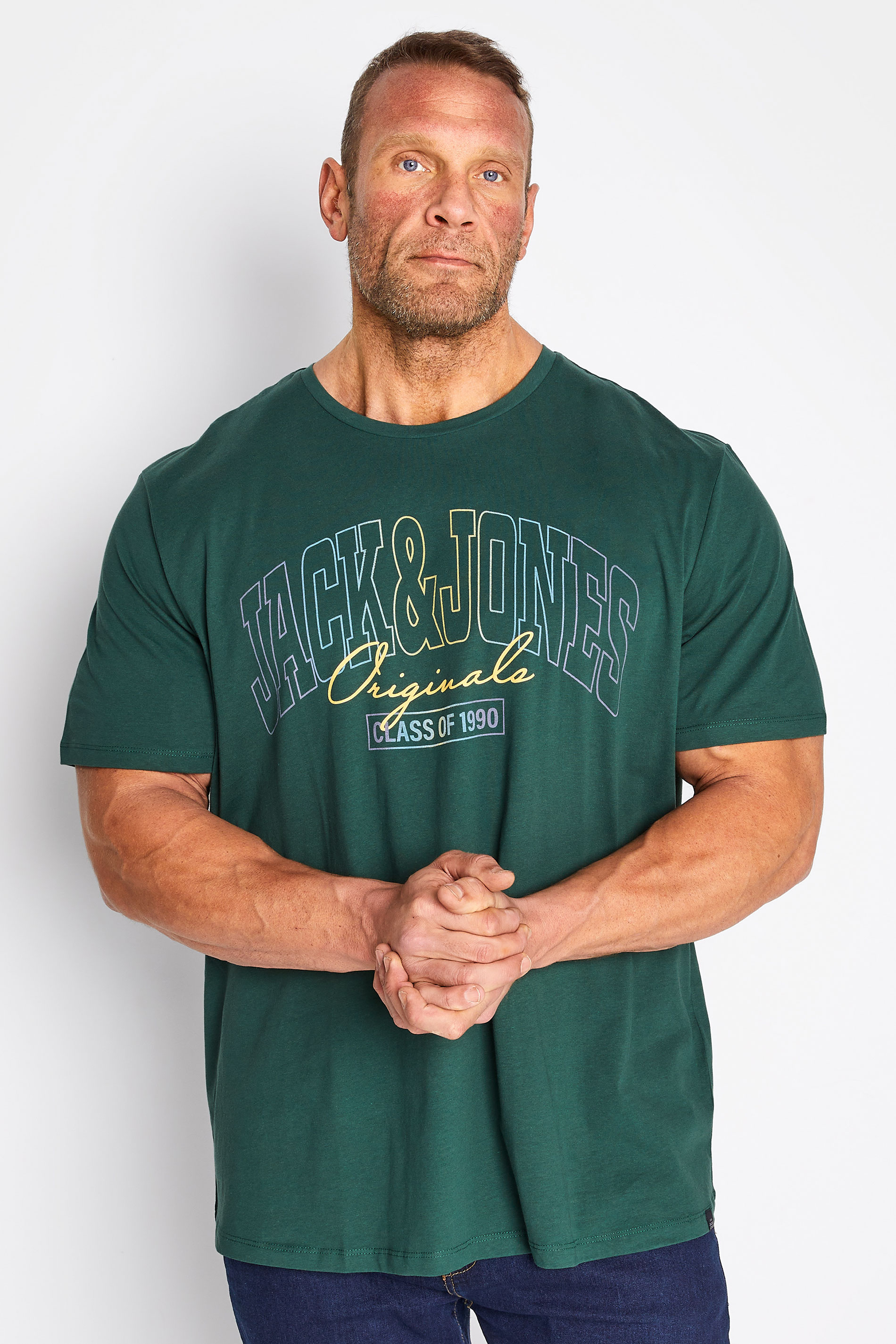 JACK & JONES Big & Tall Green Penny Printed T-Shirt 1