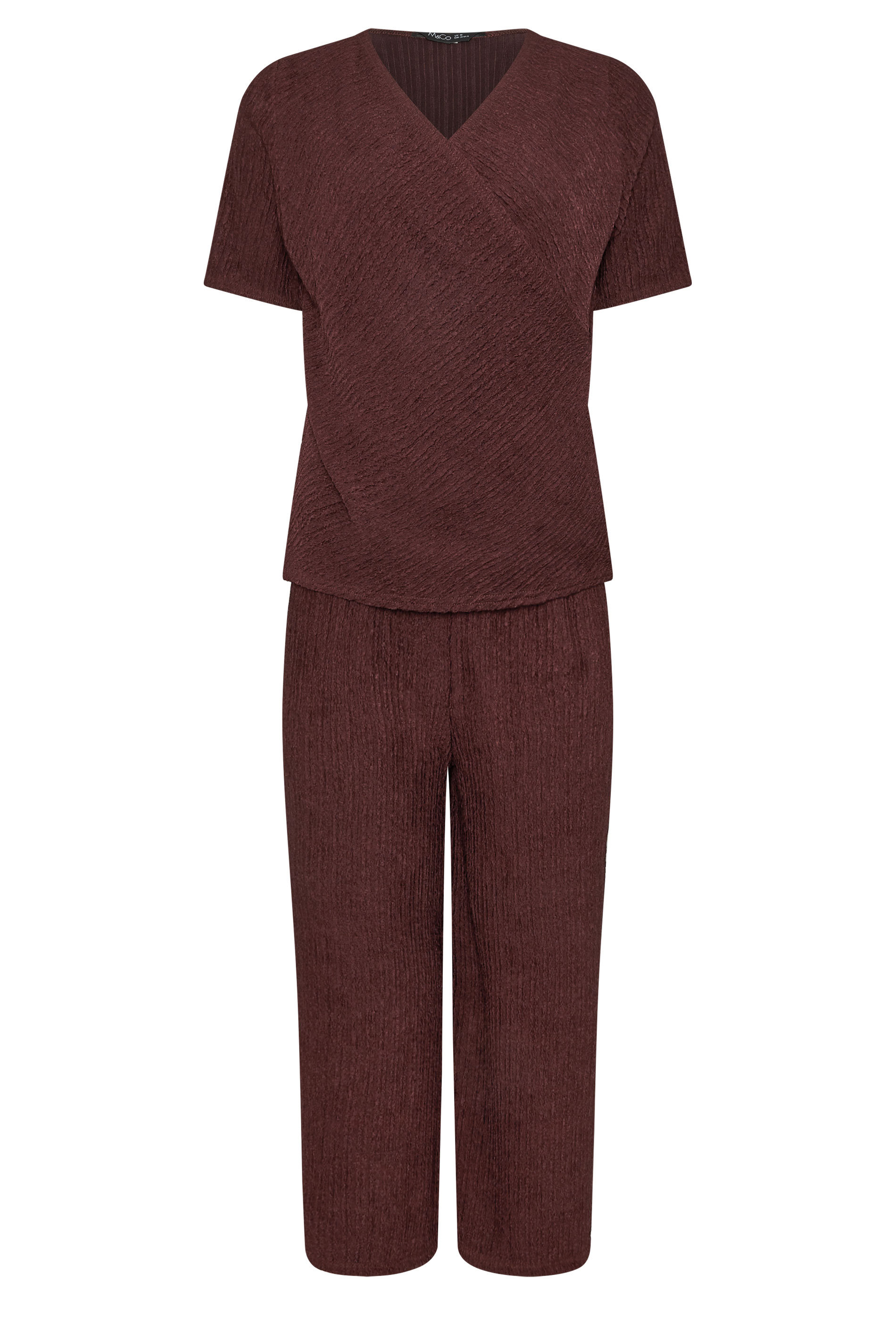 M&Co Rust Brown Textured Top and Trousers Set | M&Co 5