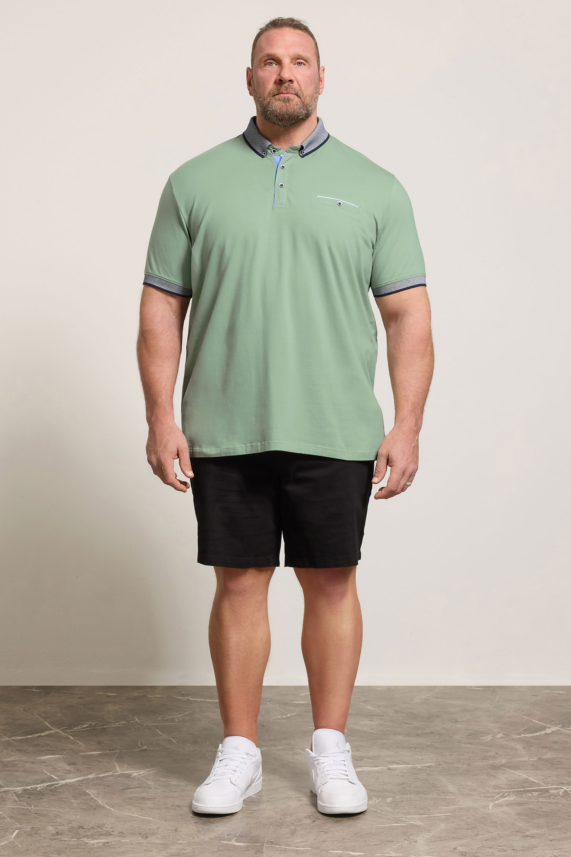 BadRhino Big & Tall Green Chambray Pocket Polo Shirt | BadRhino 2