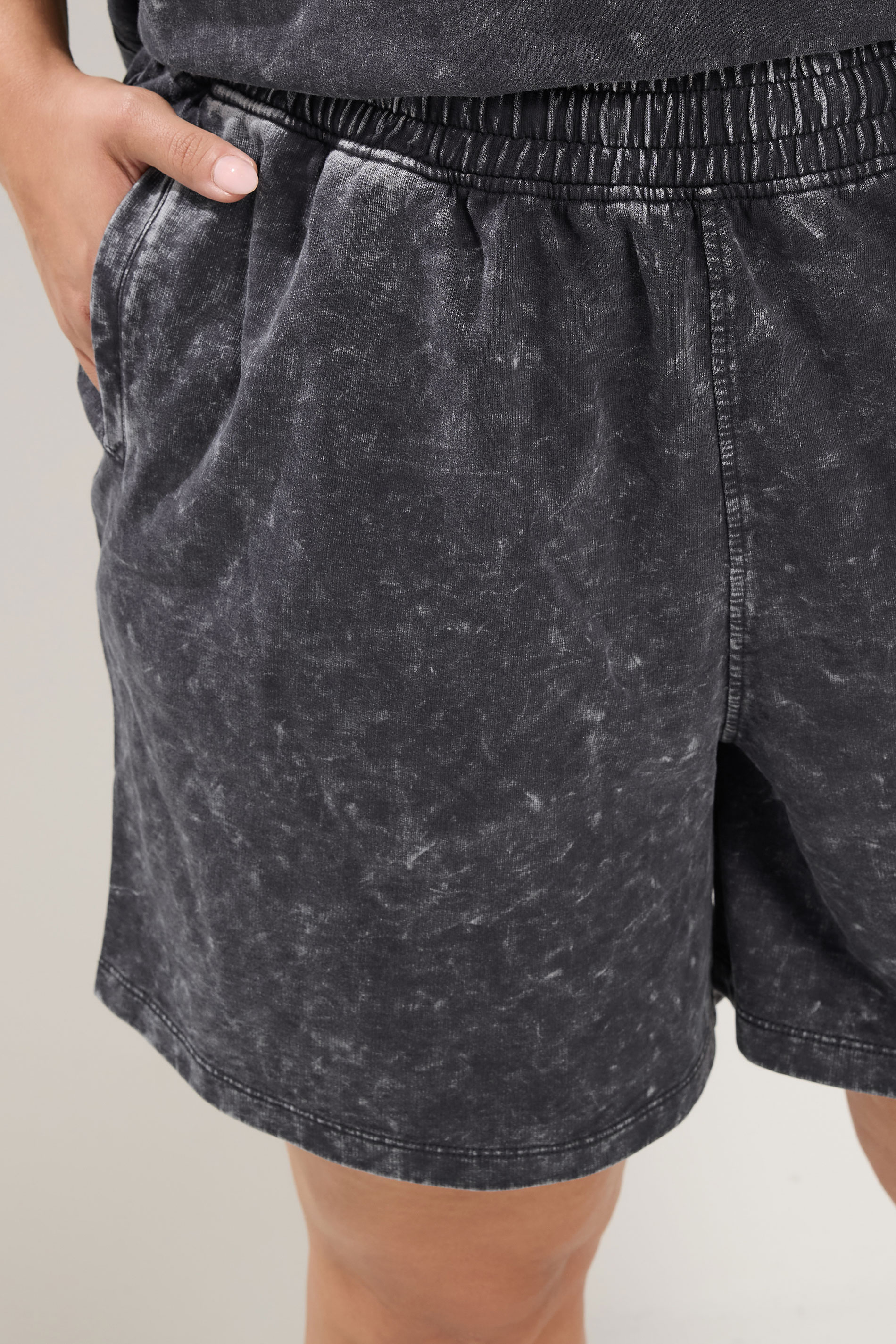 YOURS Plus Size Grey Acid Wash Sweat T-Shirt And Short Set | Yours Clothing 4