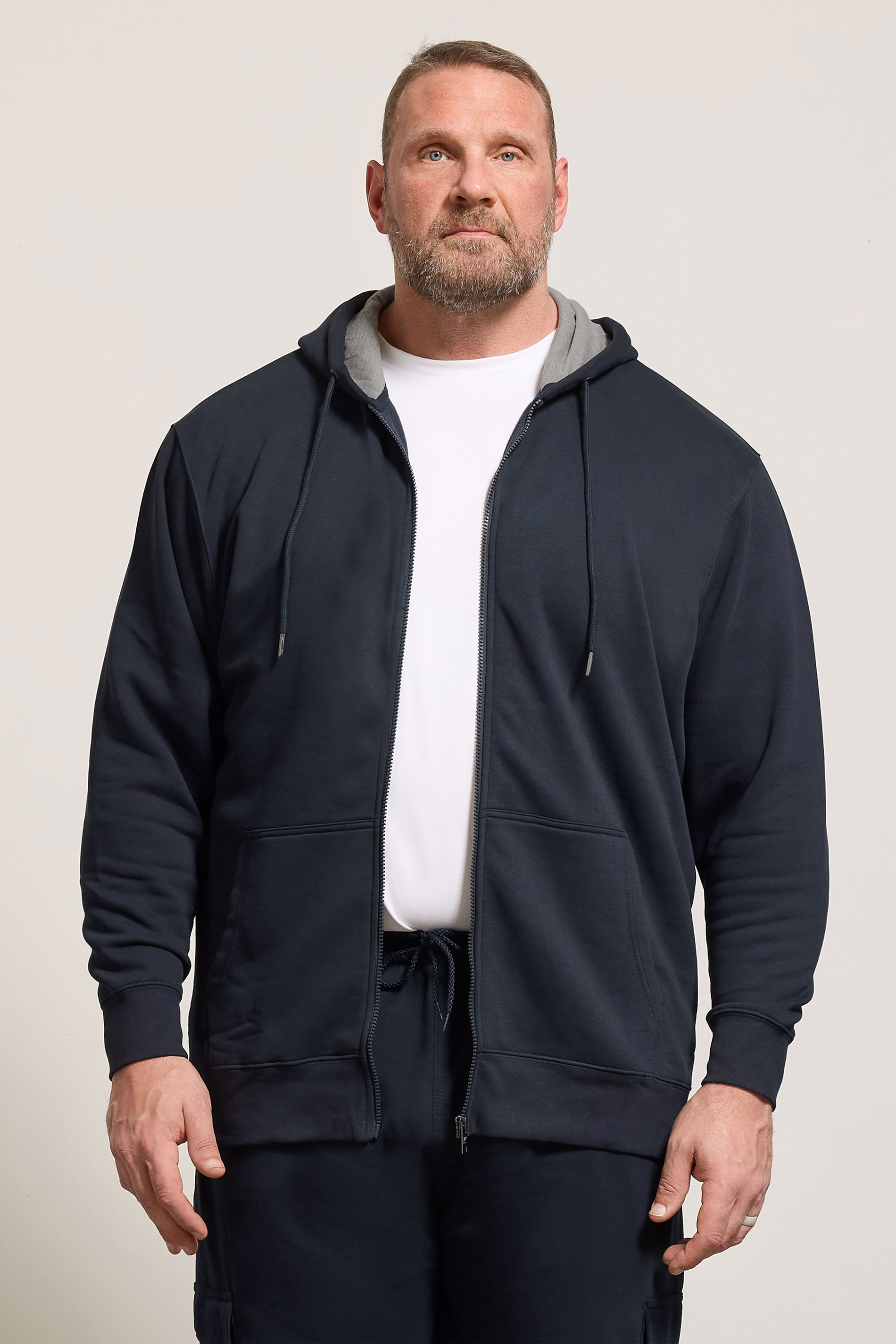 KAM Big & Tall Navy Zip Through Hoodie | BadRhino 3