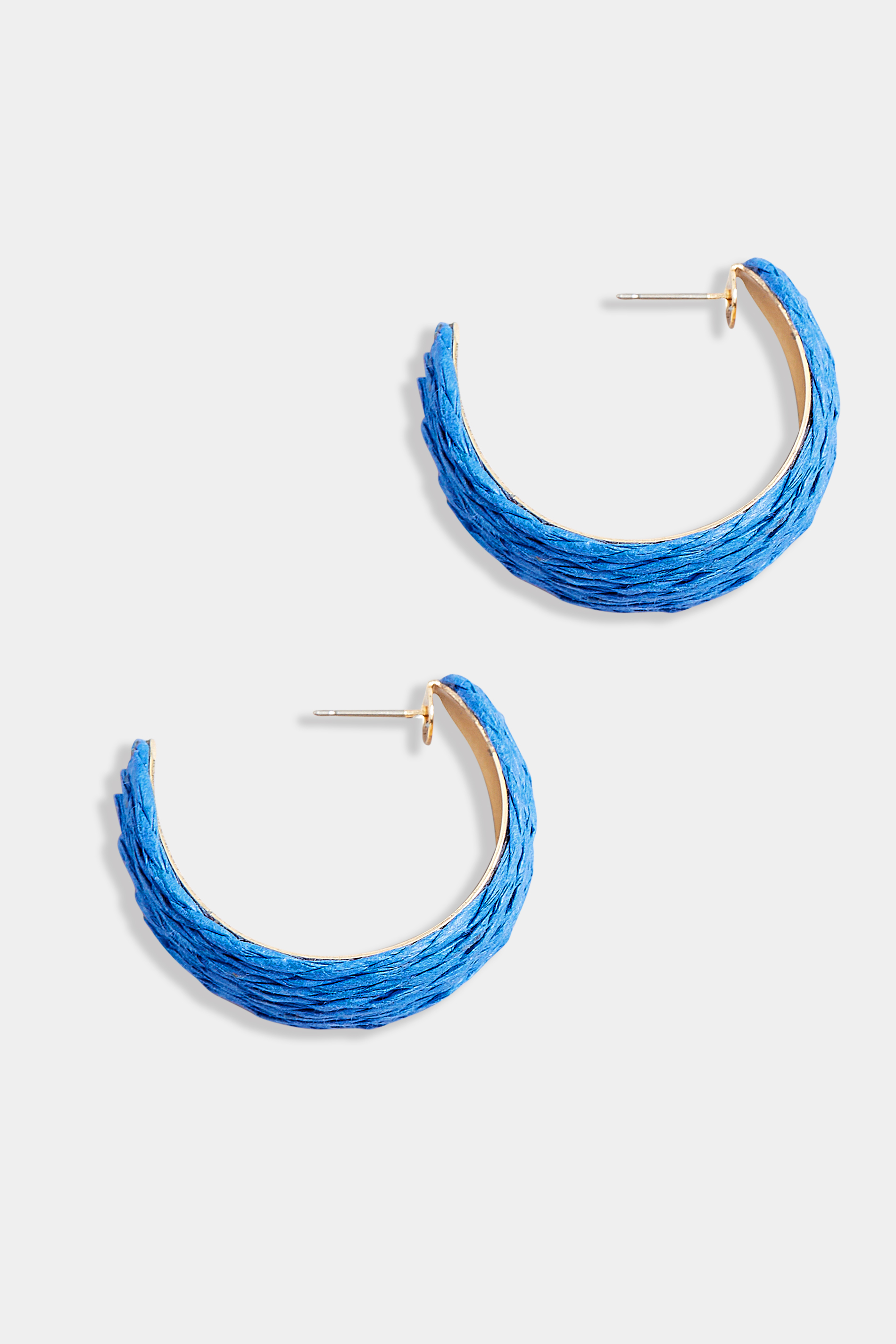 Bright Blue Raffia Hoop Earrings | Yours Clothing 2