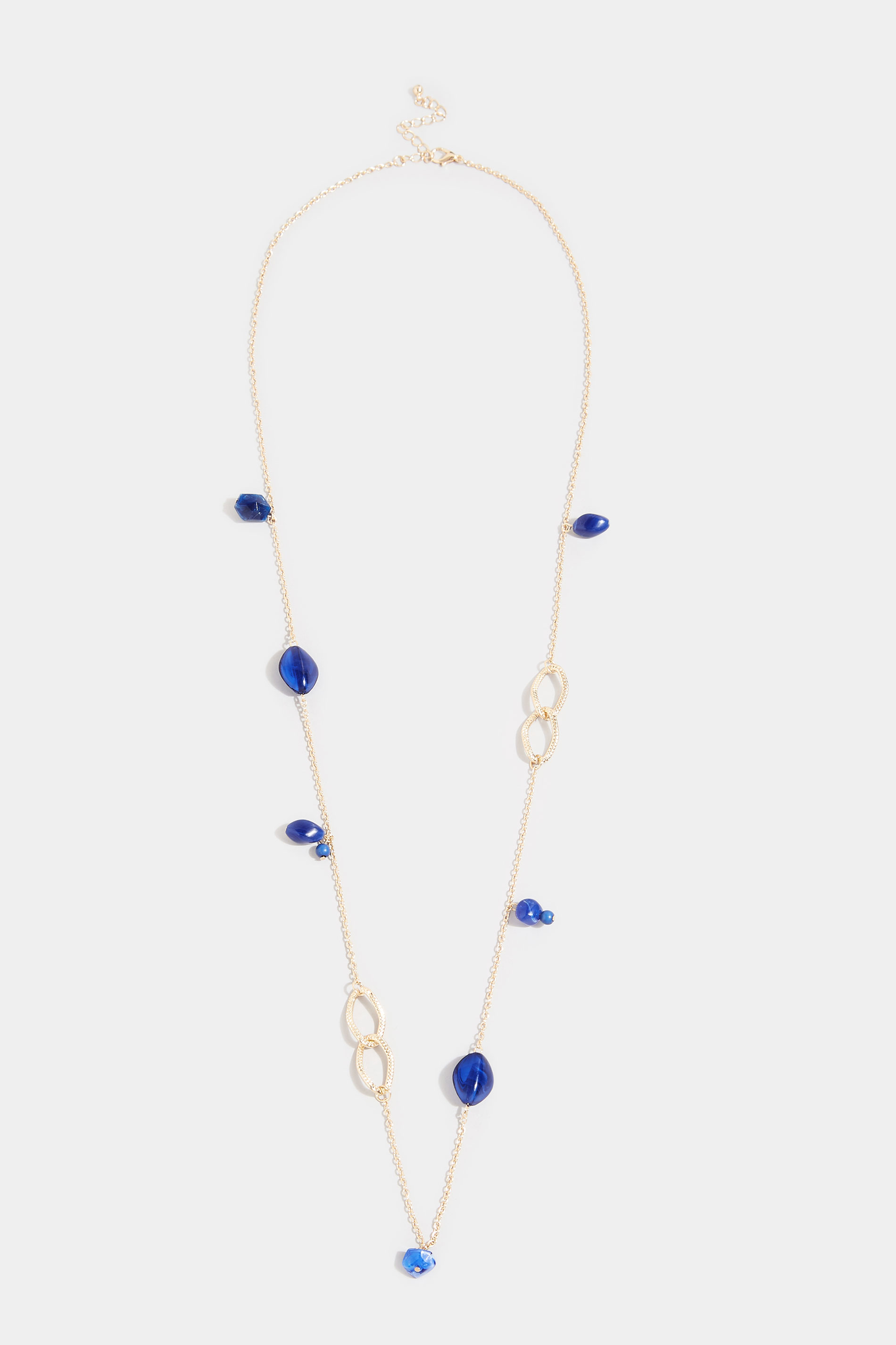 Gold & Blue Mixed Stone Long Necklace 1