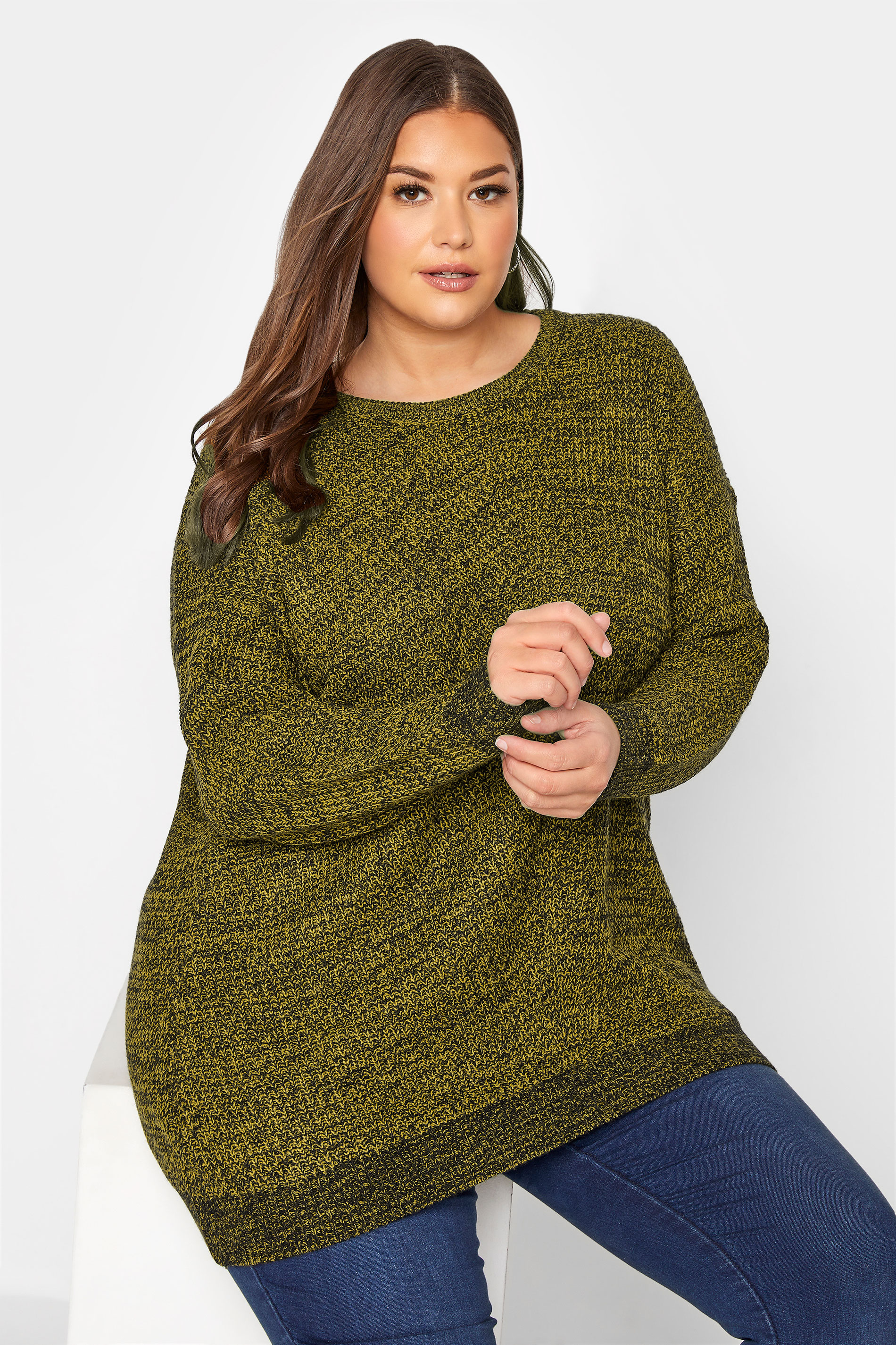 Curve Mustard Yellow Marl Essential Knitted Jumper 1