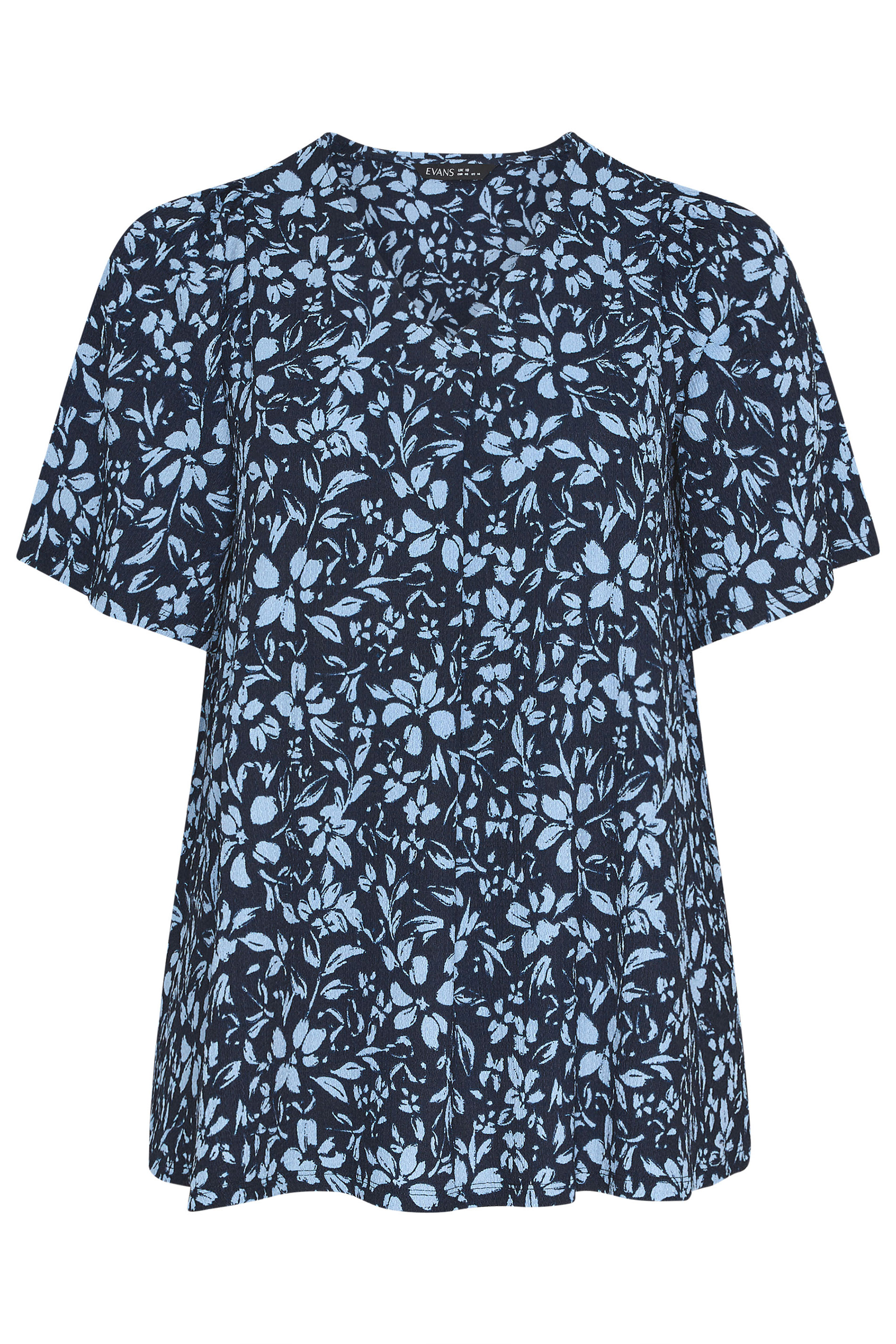 EVANS Plus Size Blue Floral Print Pleat Front Top | Evans 6