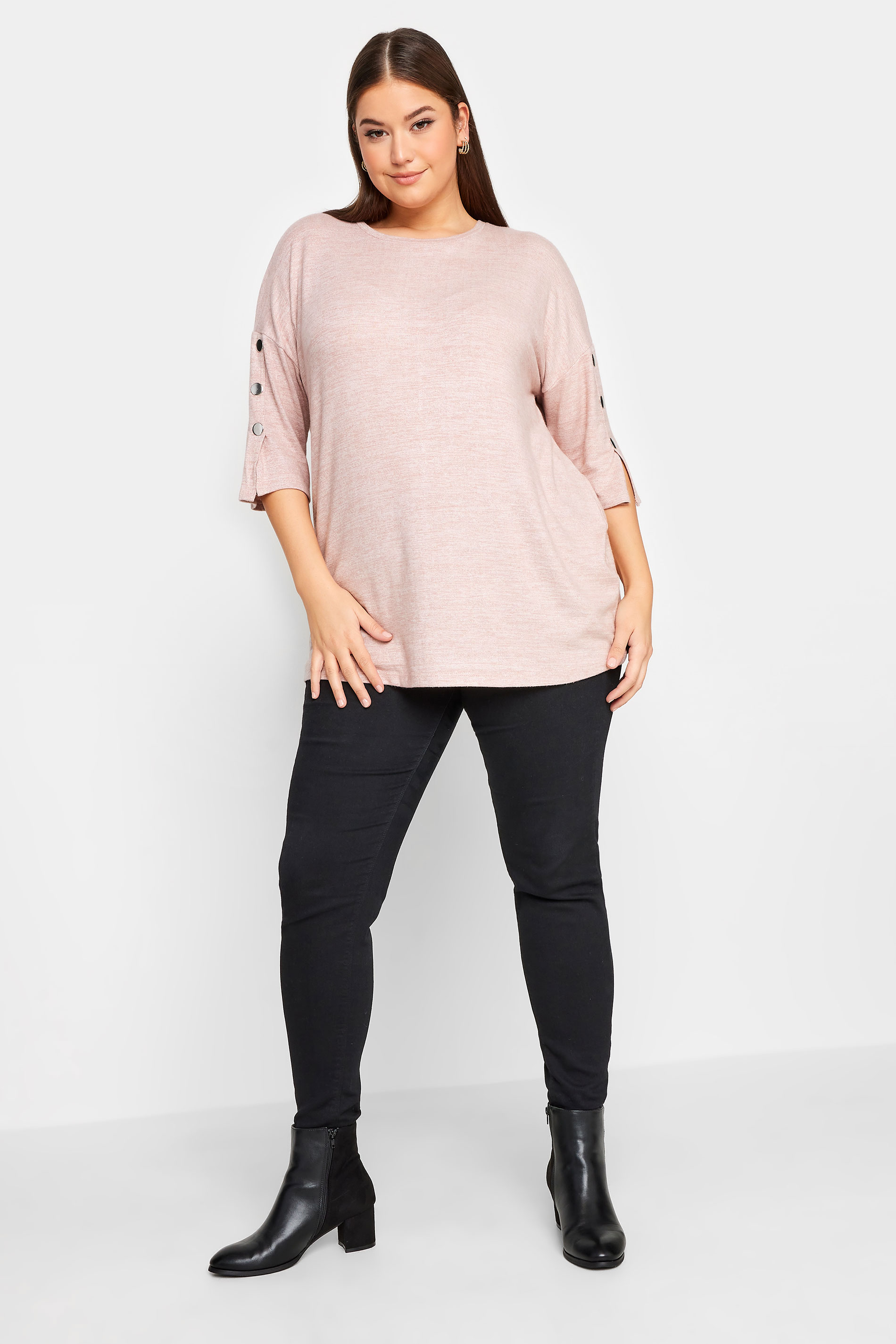 YOURS Plus Size Pink Soft Touch Button Detail Top | Yours Clothing 2