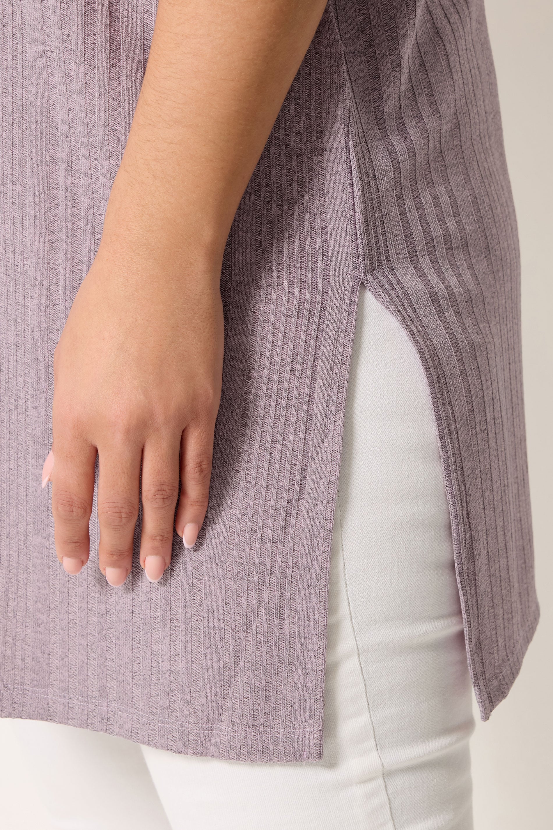 YOURS Plus Size Purple Ribbed Oversize T-Shirt | Yours Clothing 4