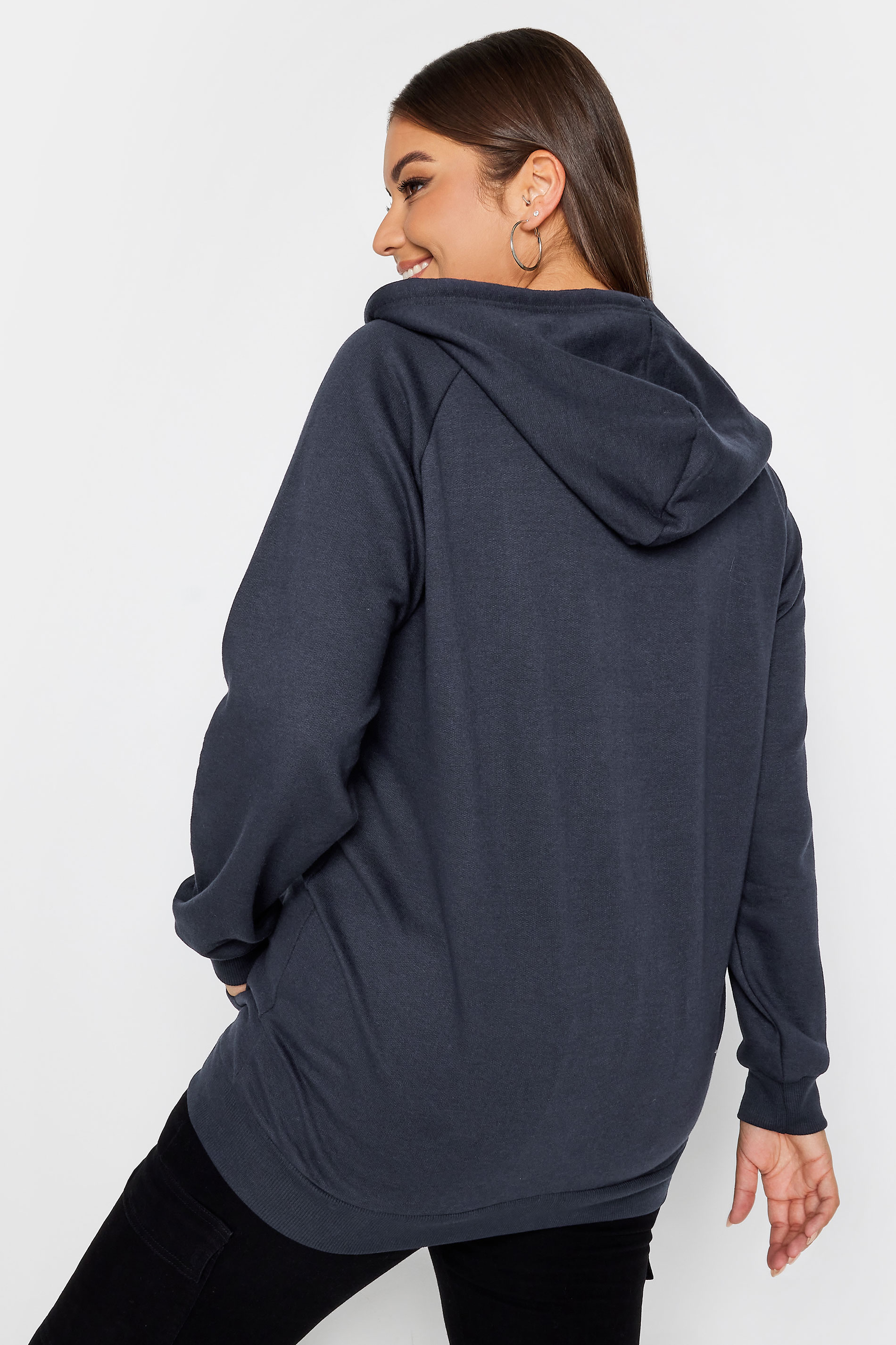 YOURS Plus Size Navy Blue Essential Zip Through Hoodie | Yours Clothing 3