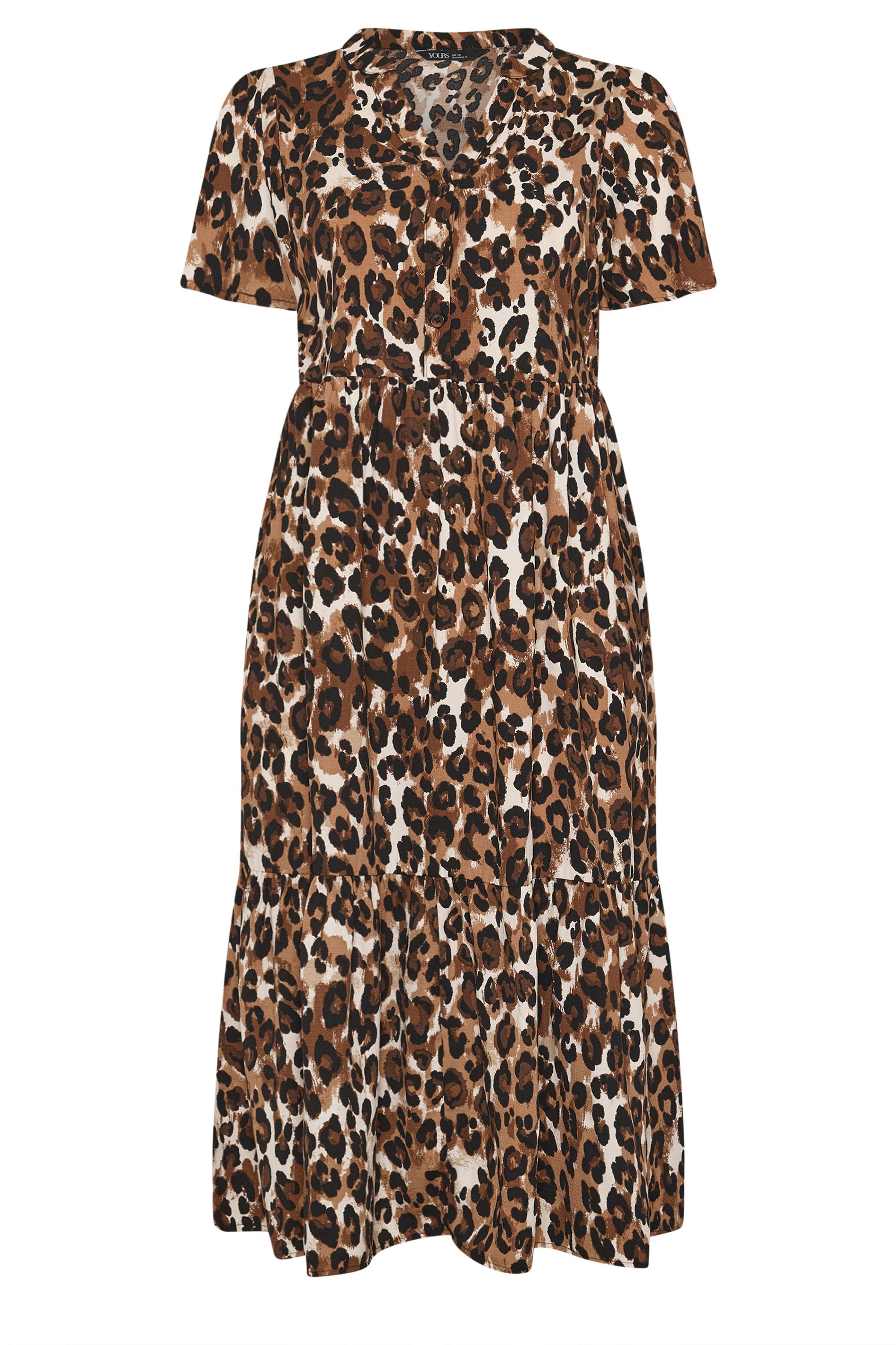 YOURS Plus Size Brown Leopard Half Placket Dress | Yours Clothing 6