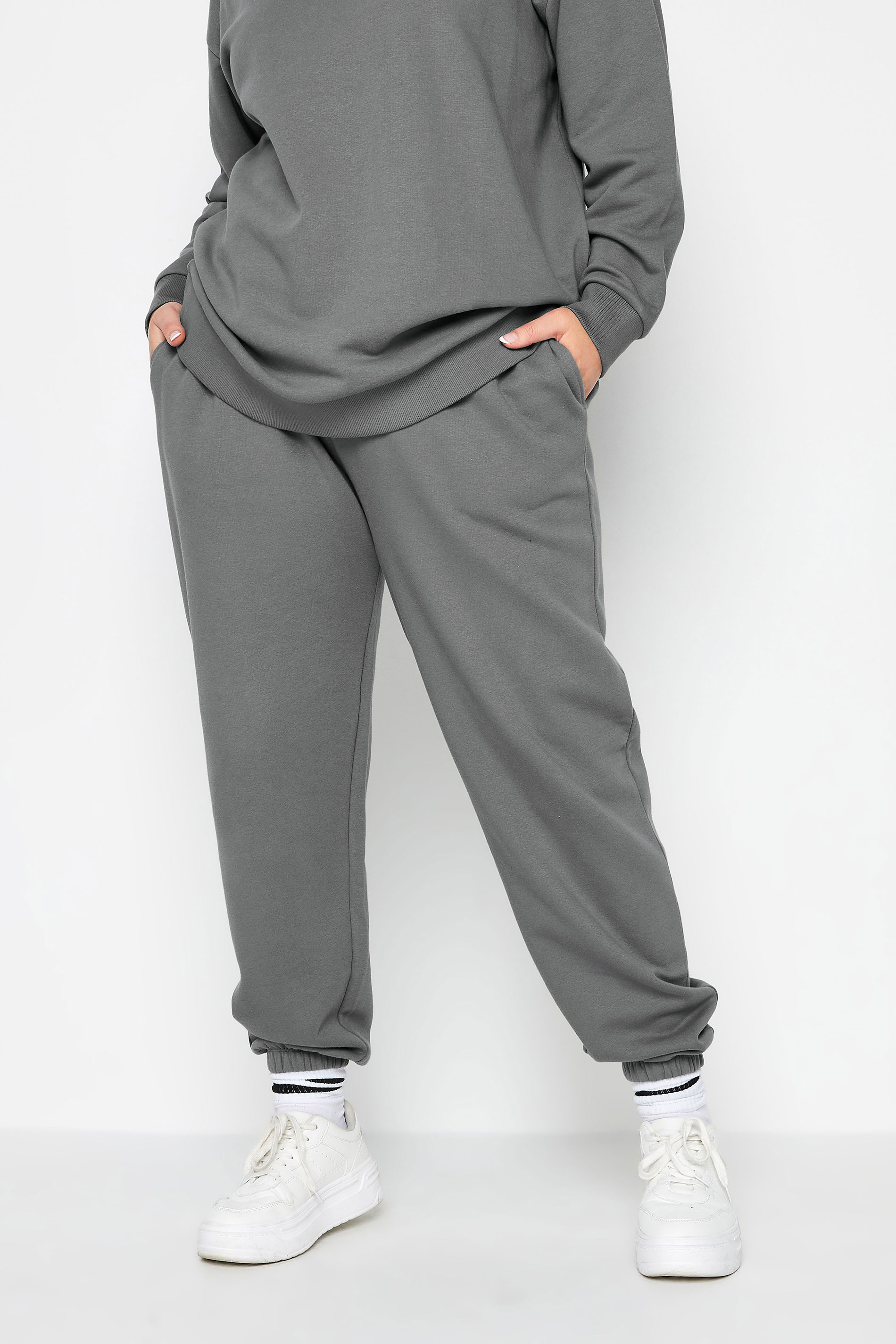 YOURS Curve Grey Cuffed Joggers | Yours Clothing 1