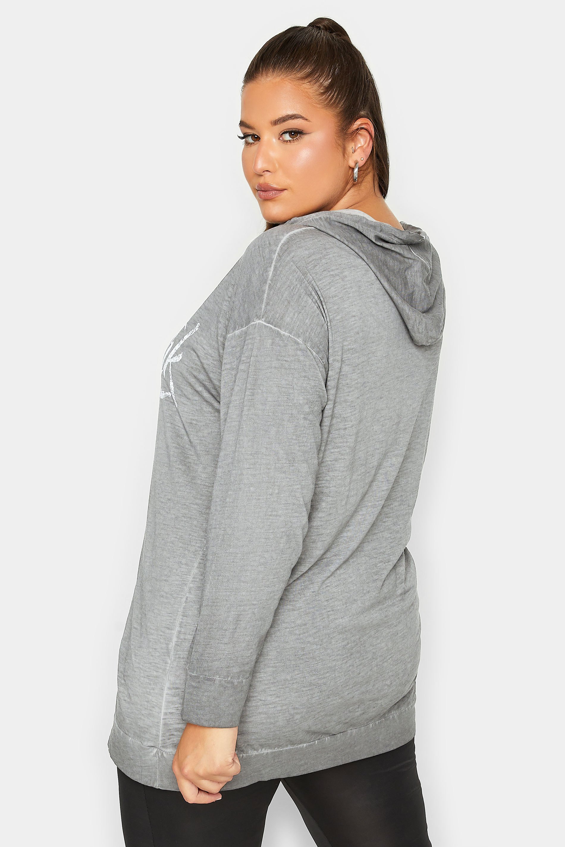 Curve Plus-Size Grey 'New York' Slogan Hoodie | Yours Clothing 3